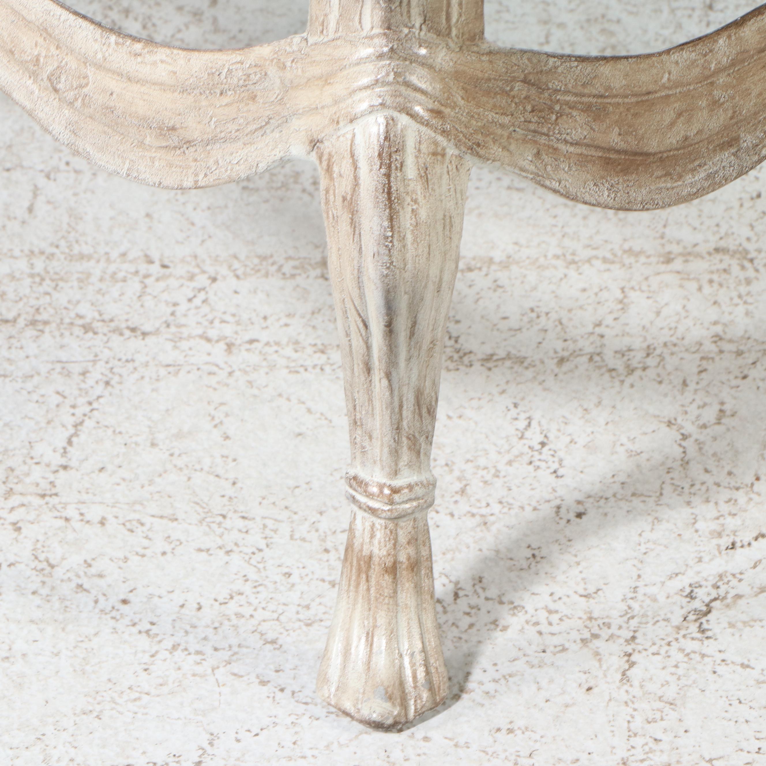 Neoclassical Style Glass Top Cast Metal Coffee Table