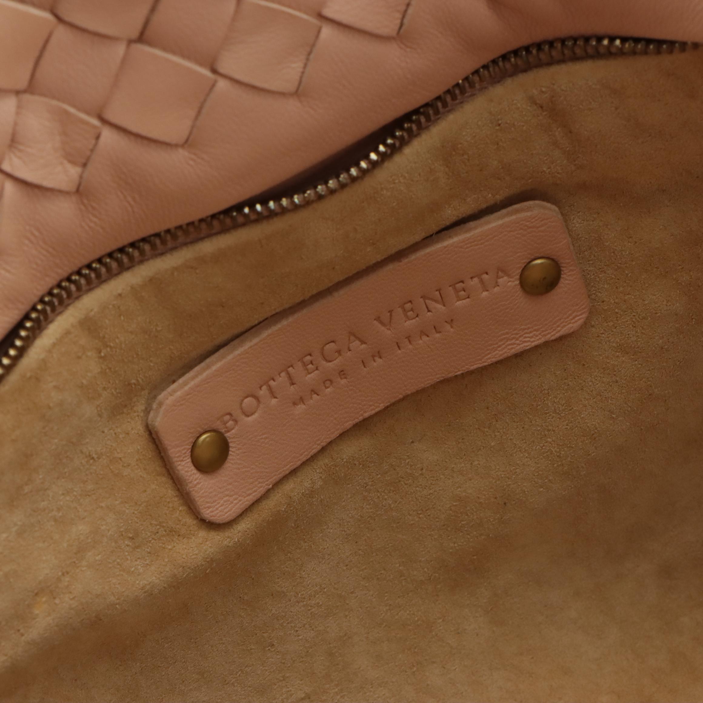 Bottega Veneta Intrecciato Lambskin Leather Small Capri Tote with Pocket Mirror