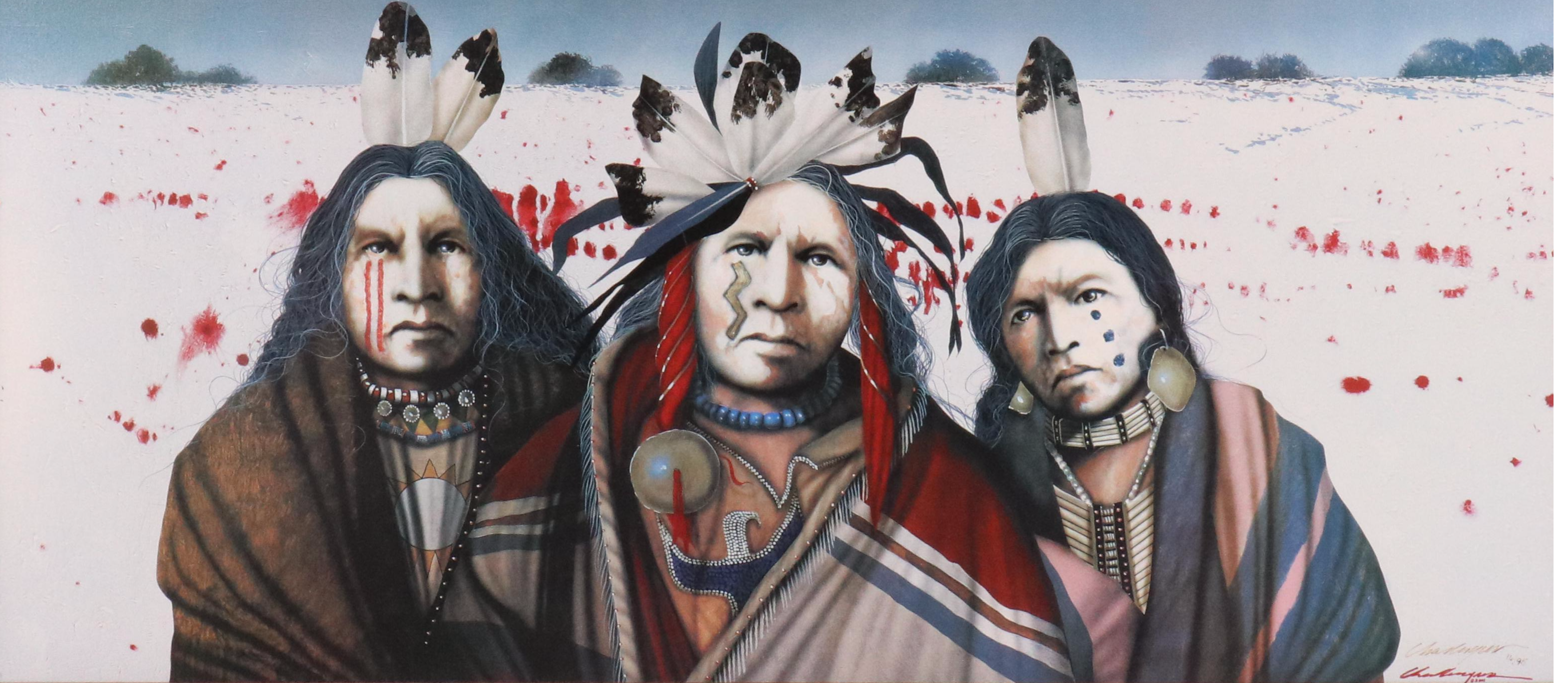 JD Challenger Offset Lithograph "Ghost Dance in the Snow"