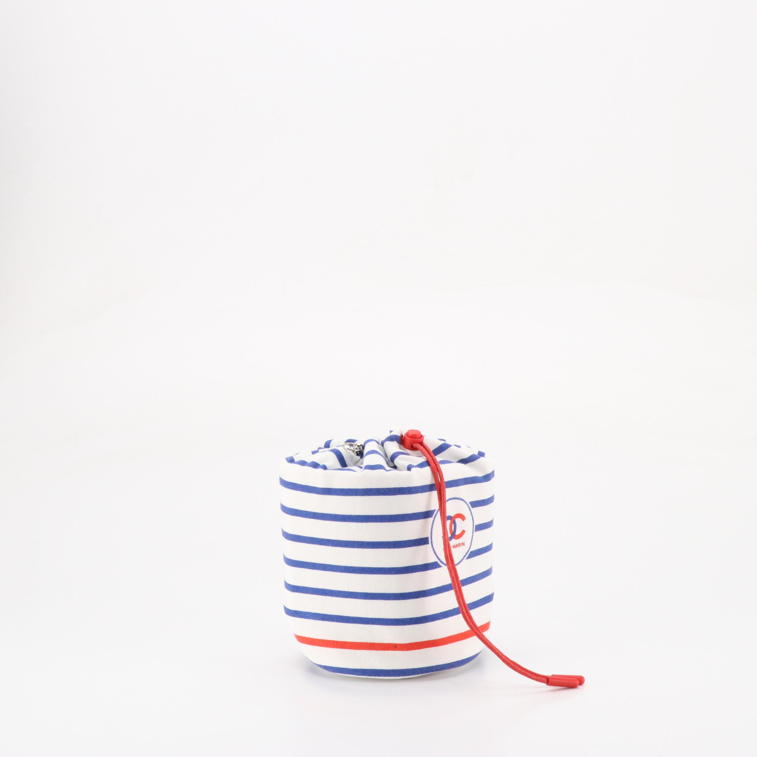 Chanel Beauté "L'Air Marin" Promotional Drawstring Striped Pouch in Box