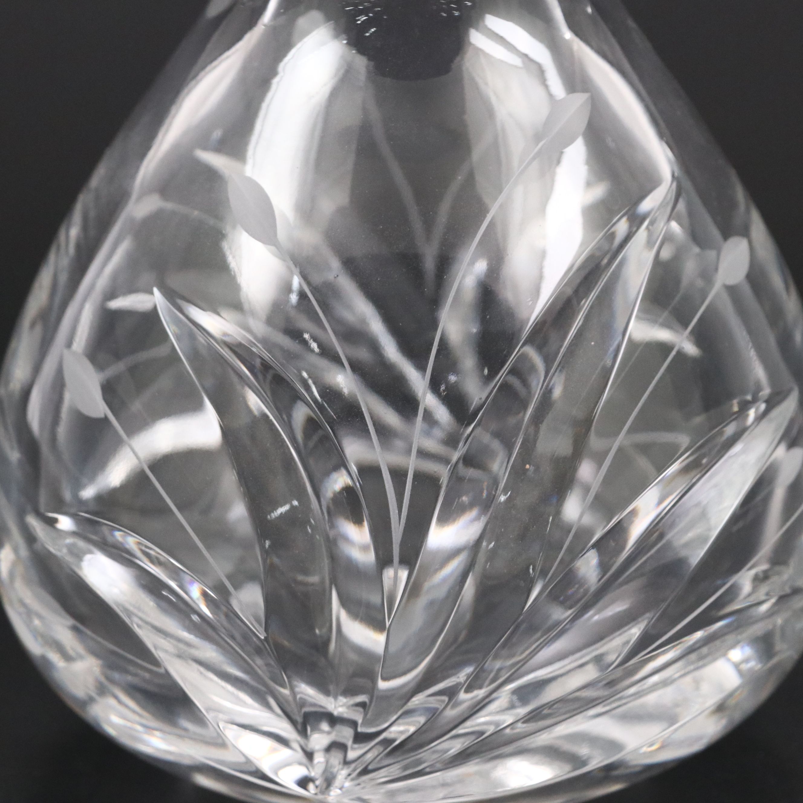 Modern Cut and Etched Glass Vase, Mid to Late 20th Century