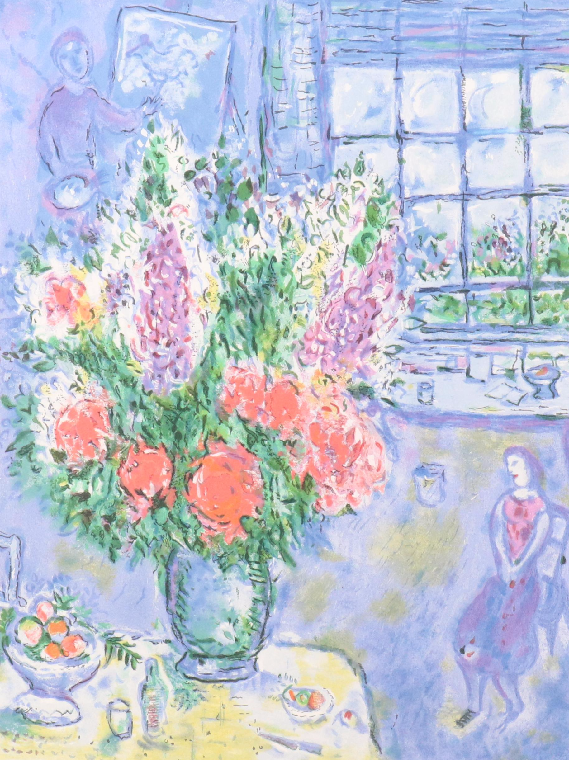 Serigraph After Marc Chagall "Autoportrait avec Bouquet"