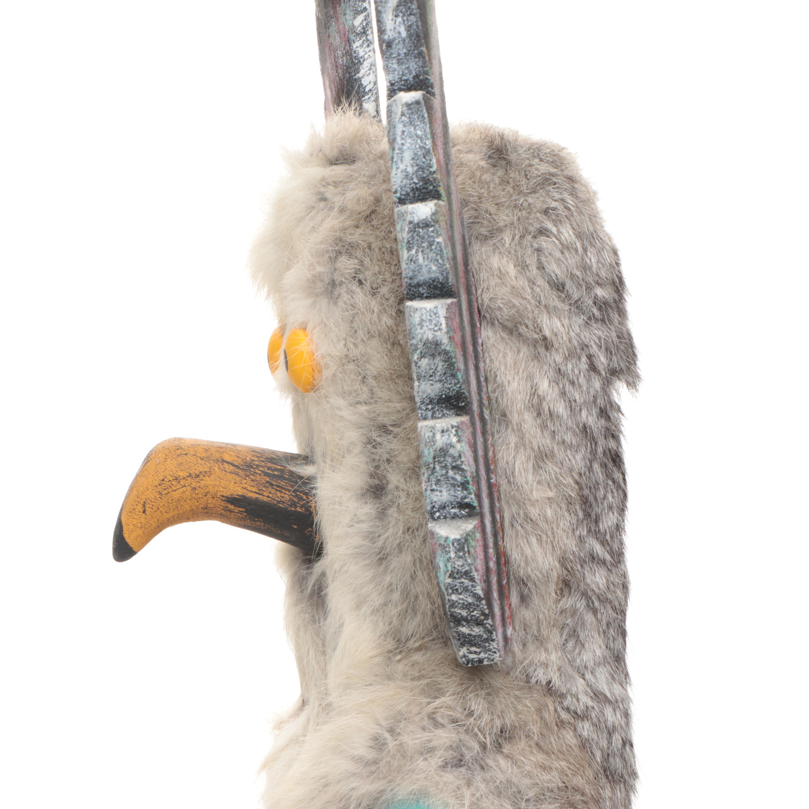 36" Artist Signed Hopi Owl Kachina, Late 20th Century