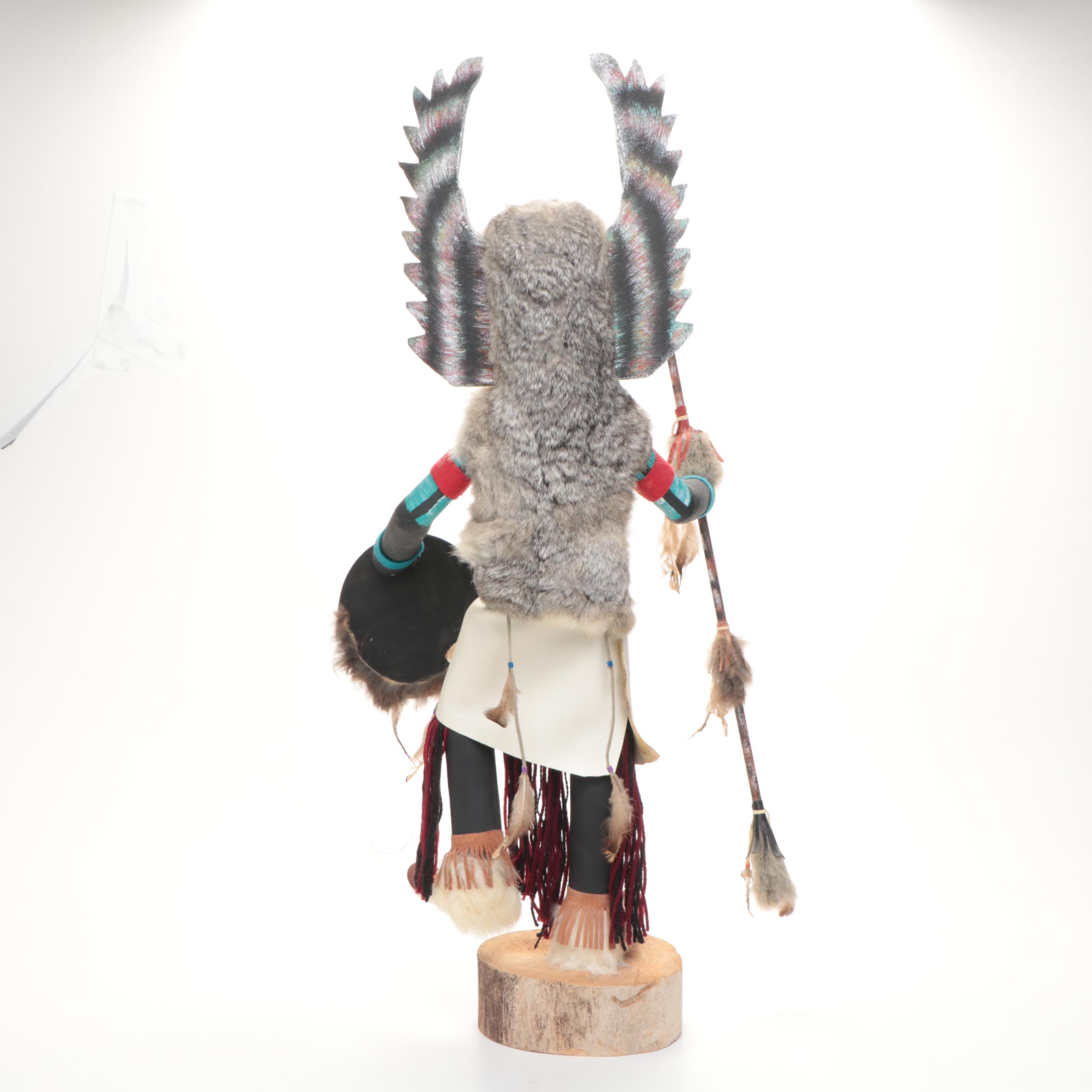 36" Artist Signed Hopi Owl Kachina, Late 20th Century