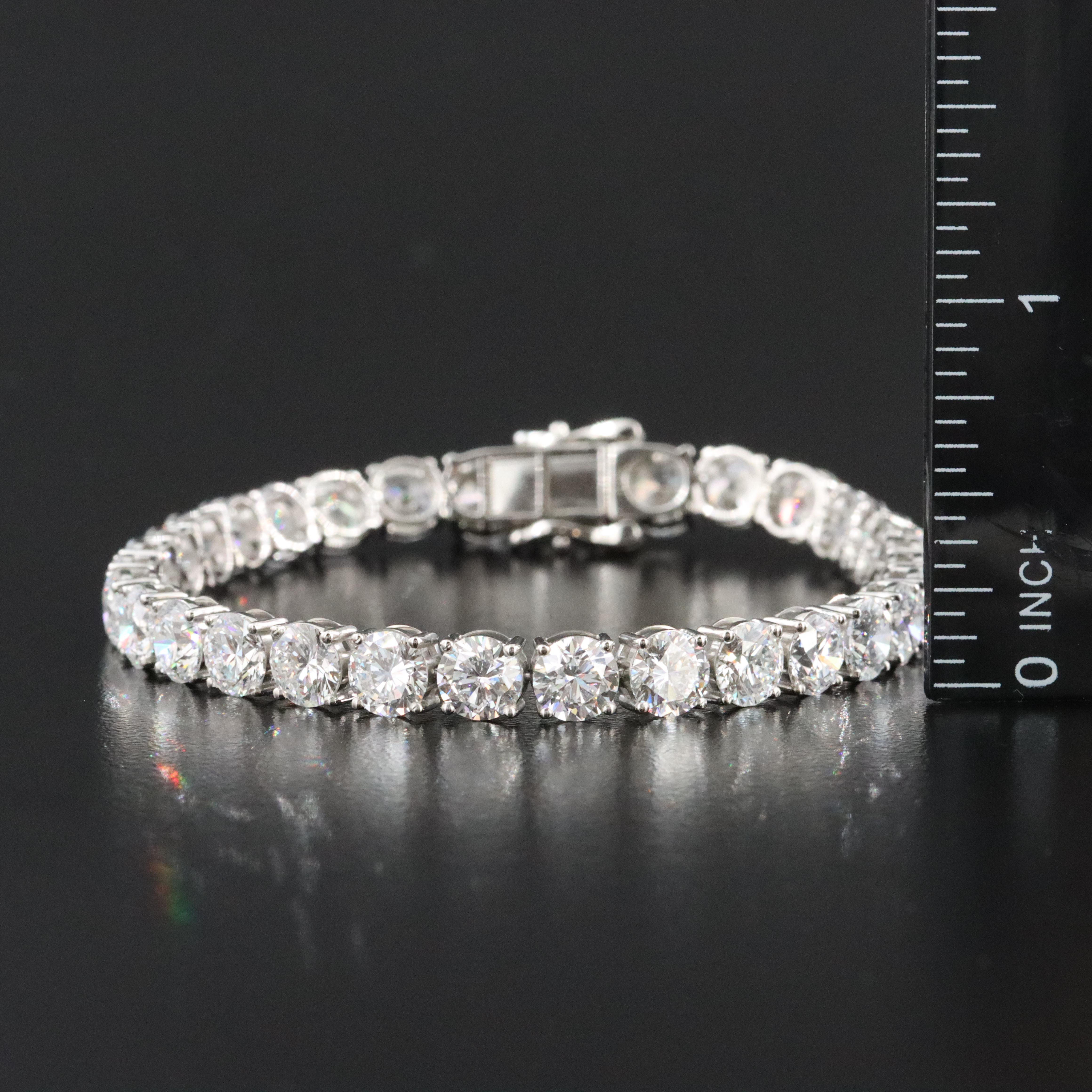 Platinum 21.72 CTW Lab Grown Diamond Line Bracelet