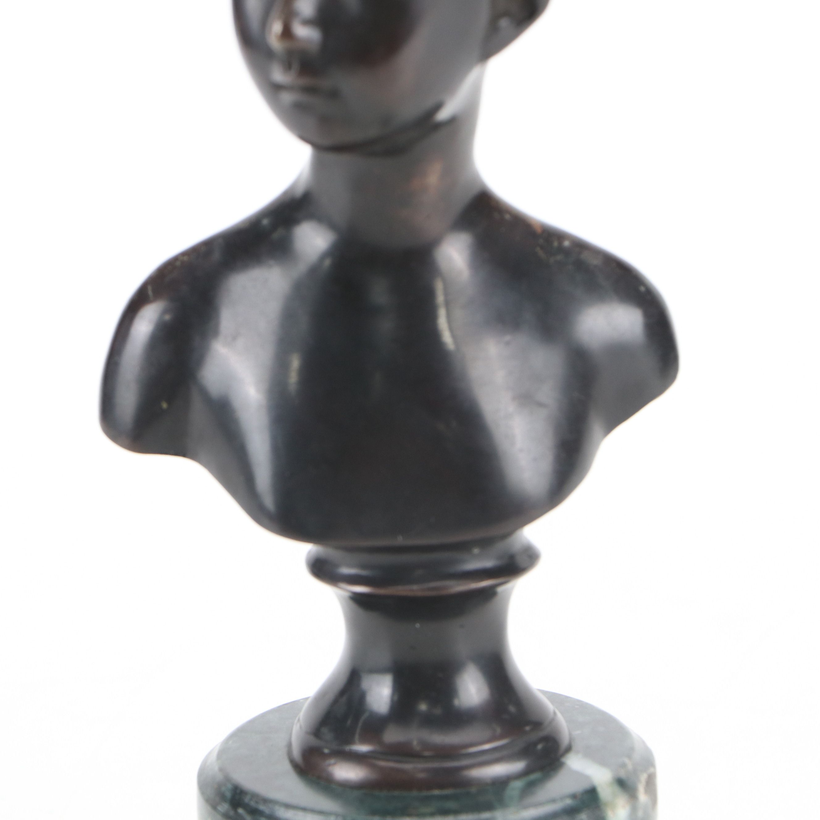 Bronze Cast Bust of Young Girl on Marble Base