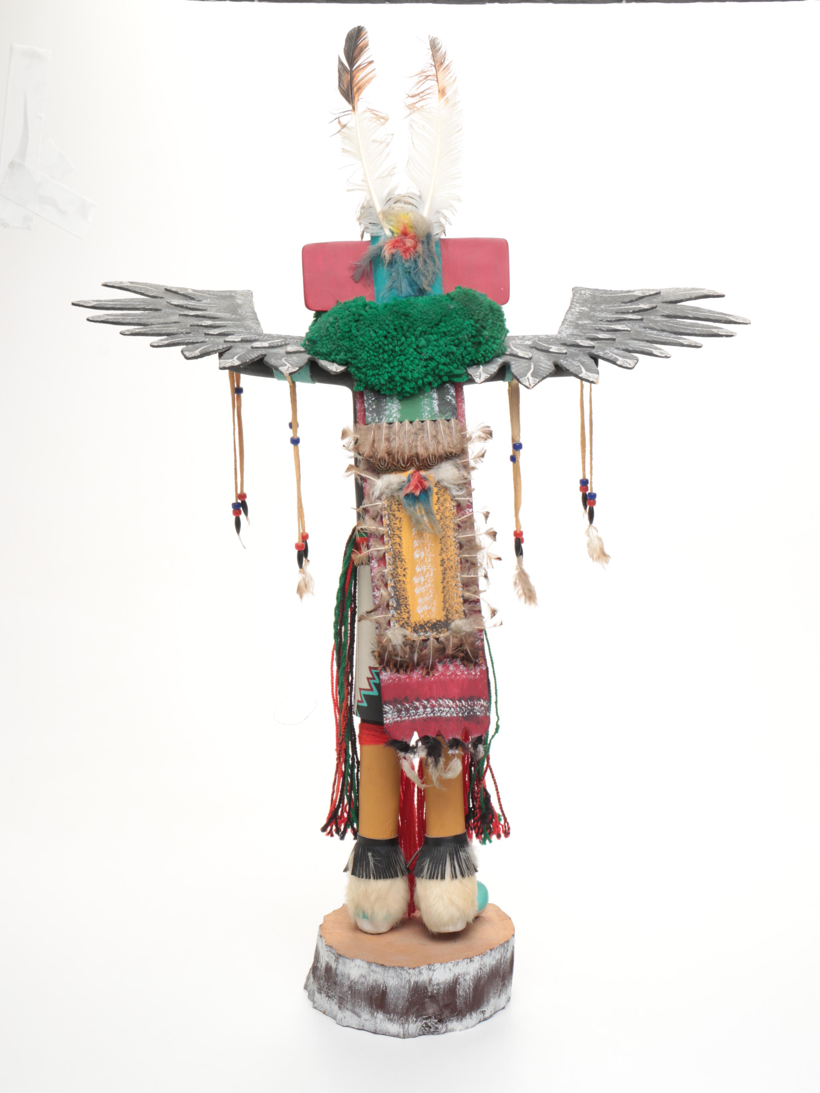 33" Yuma Harrison Navajo Signed Eagle Kachina, Late 20th Century