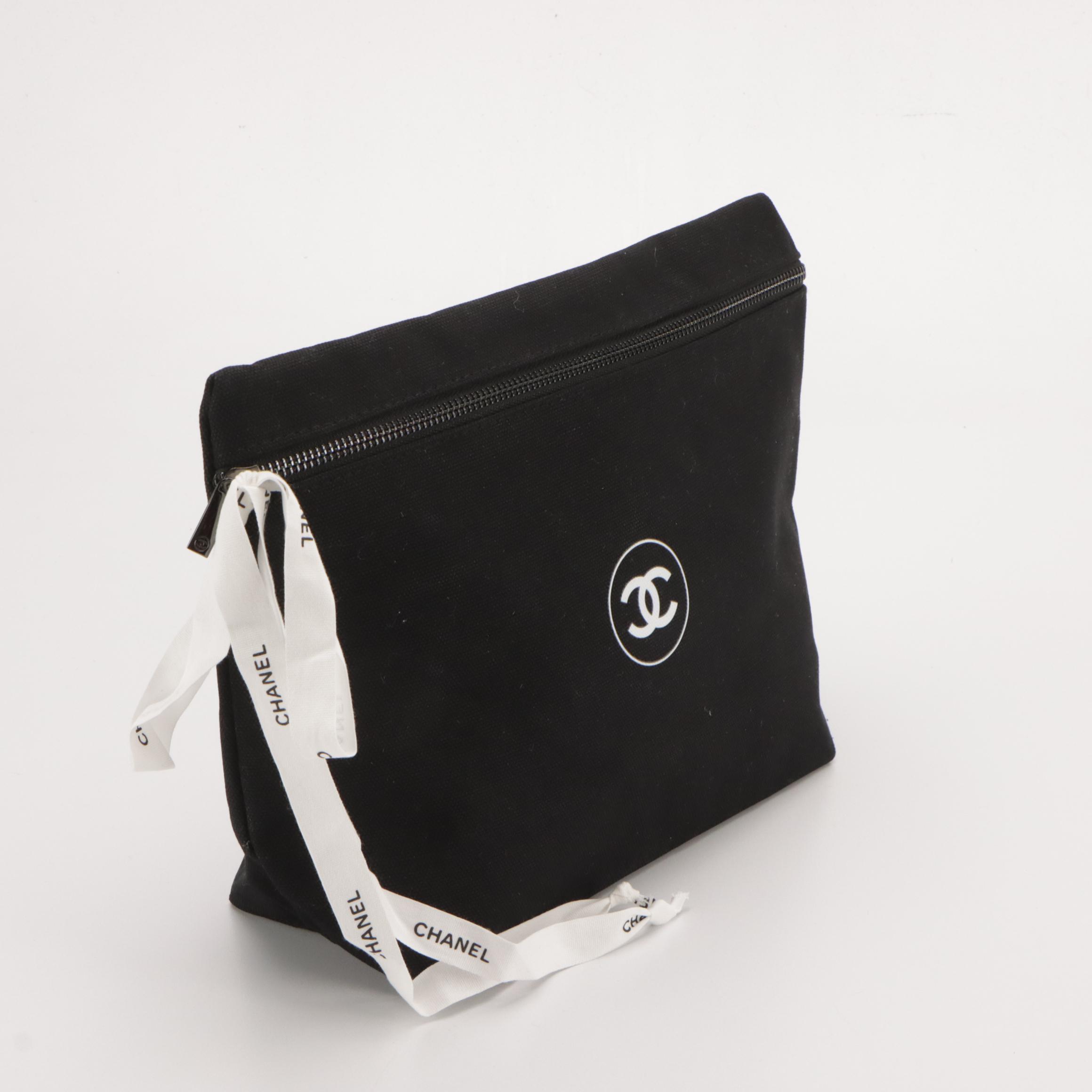 Chanel Beauté Promotional CC Zip Pouch in Black Cotton Canvas