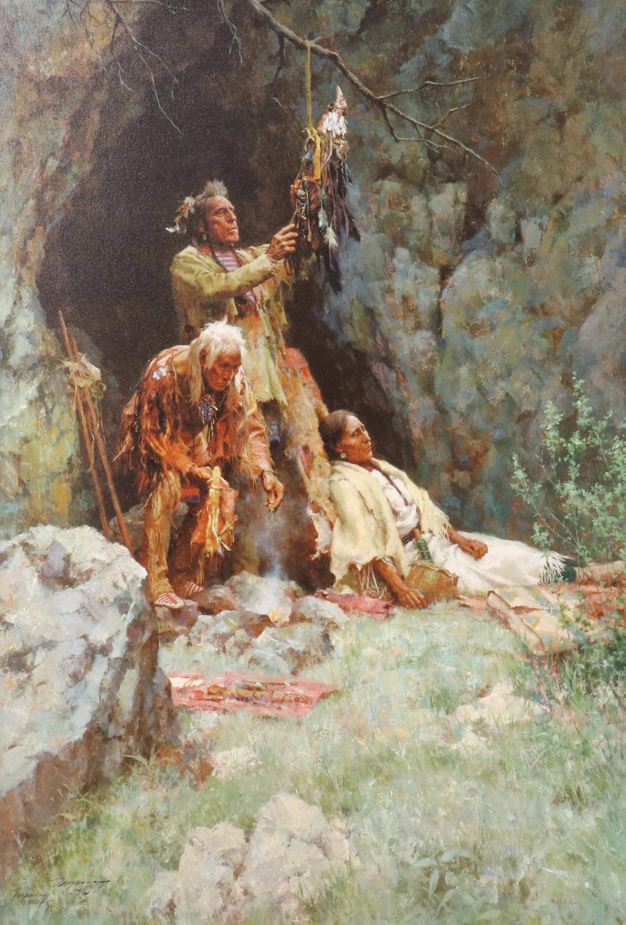 Howard Terpning Offset Lithograph "The Healing Power of the Raven Bundle"