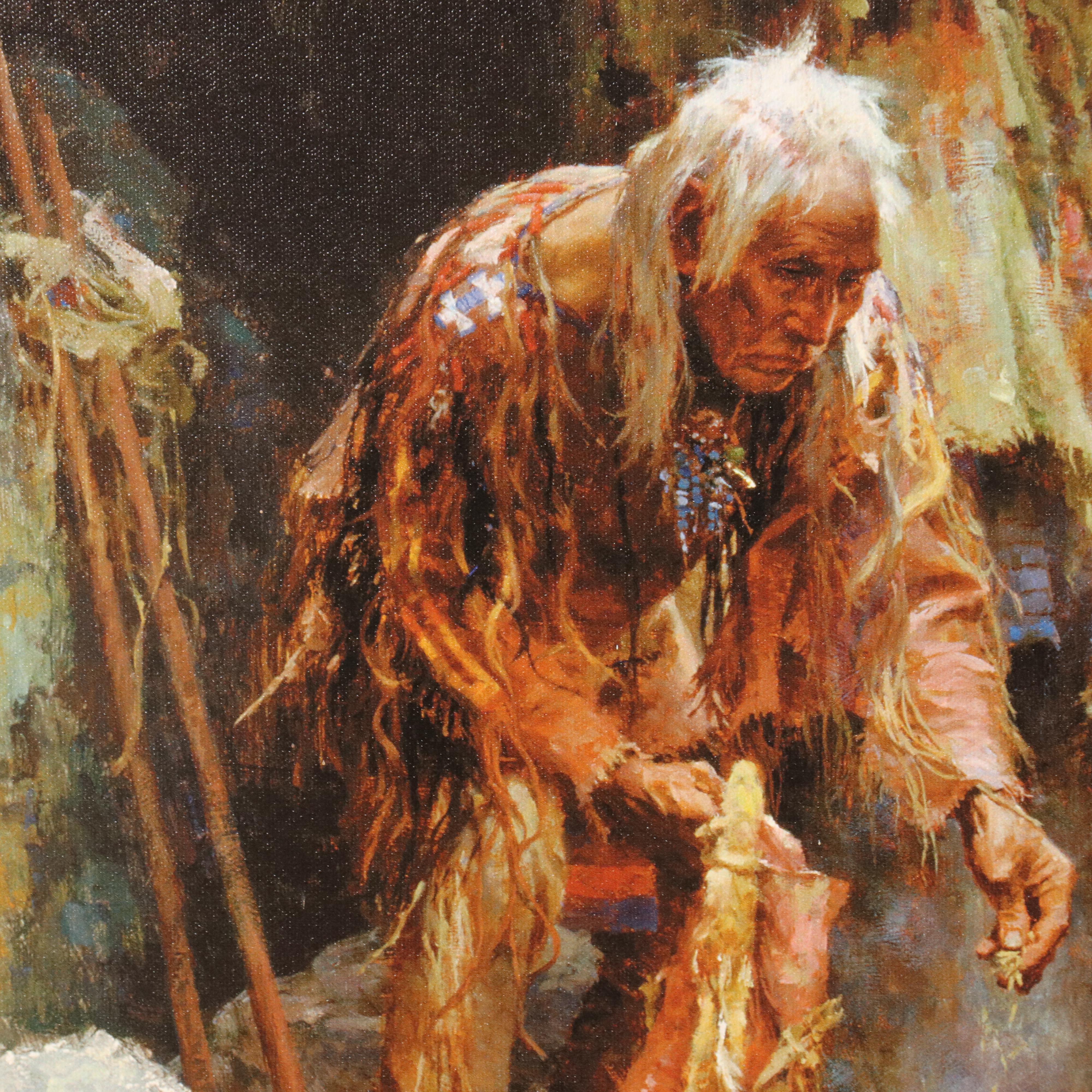 Howard Terpning Offset Lithograph "The Healing Power of the Raven Bundle"