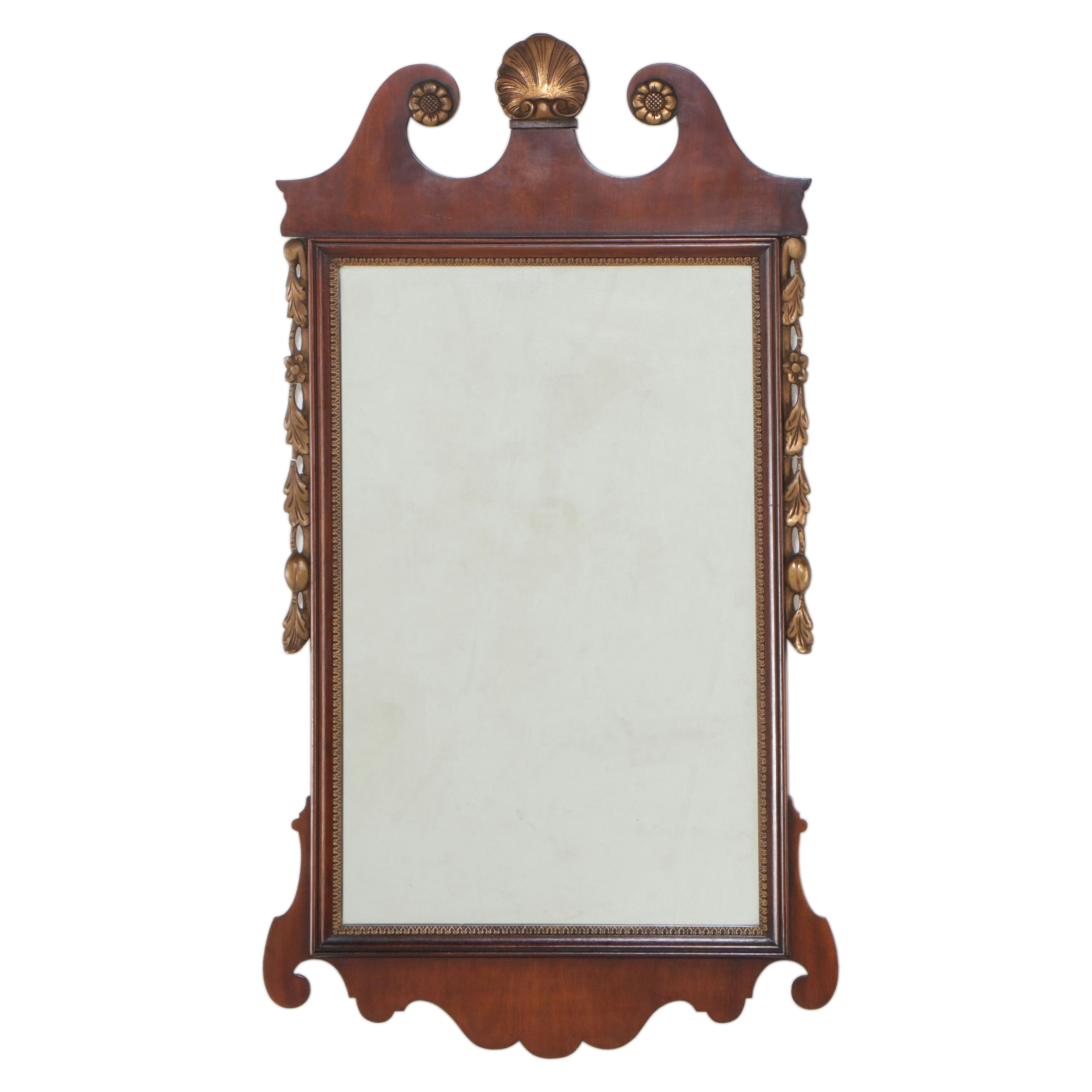 Kindel Queen Anne Style Mahogany and Parcel Gilt "Oxford" Wall Mirror