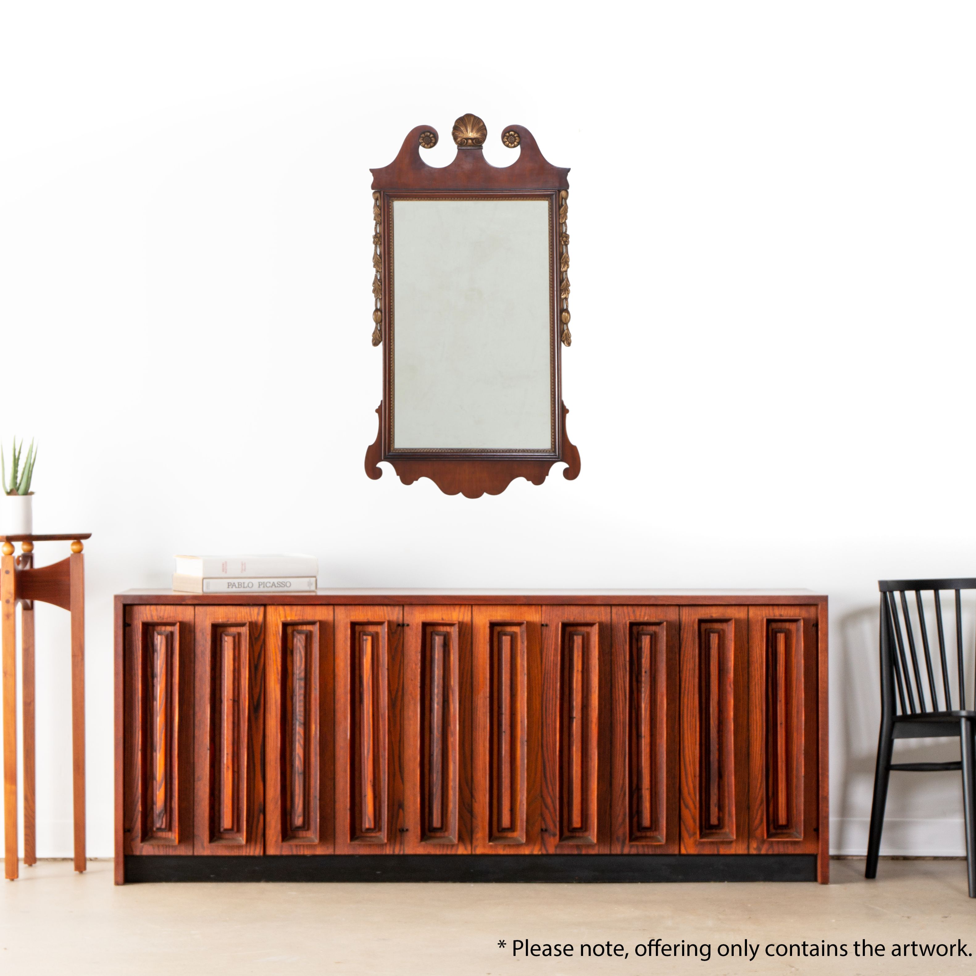 Kindel Queen Anne Style Mahogany and Parcel Gilt "Oxford" Wall Mirror