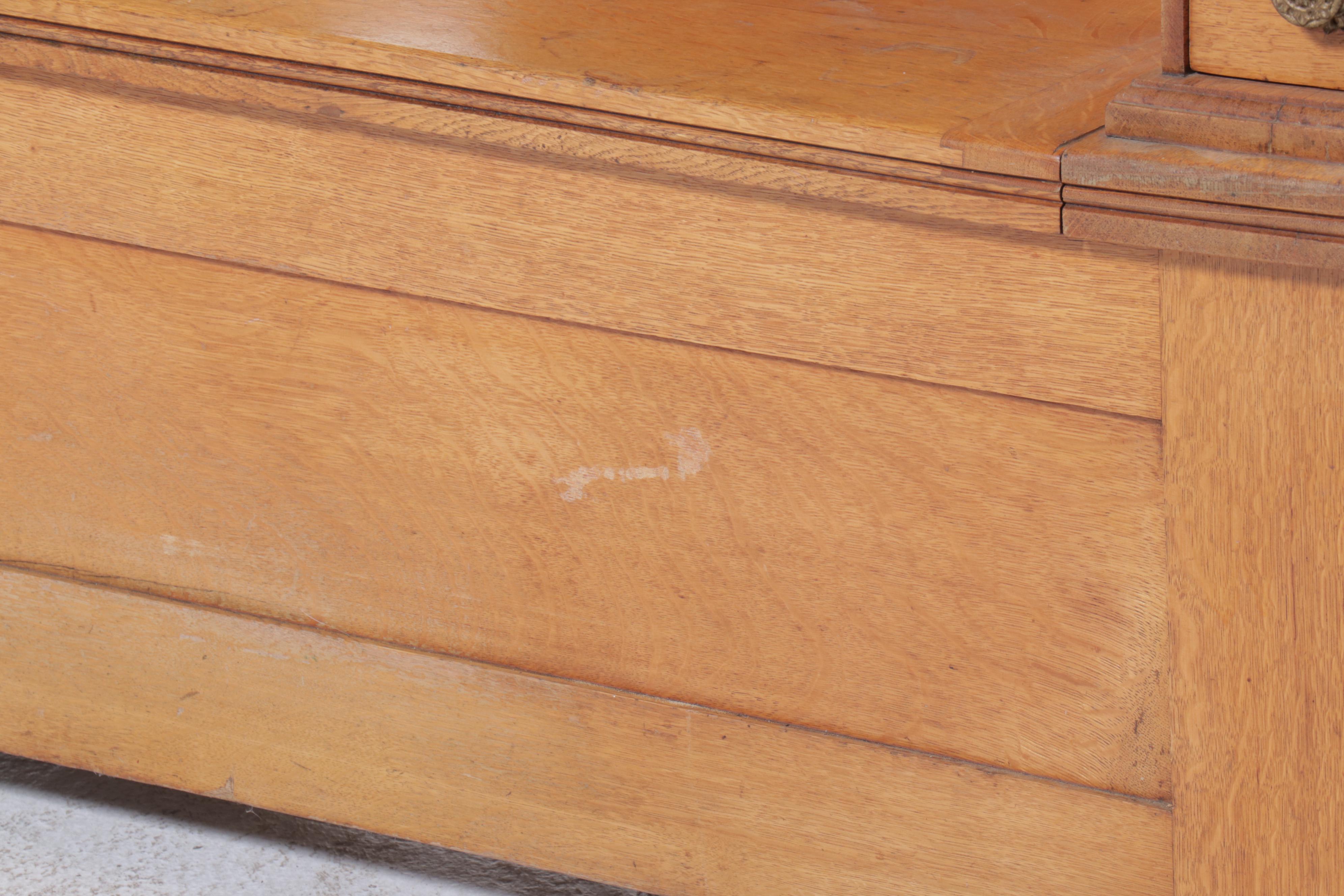 Late Victorian Oak Hall Bench with Mirror