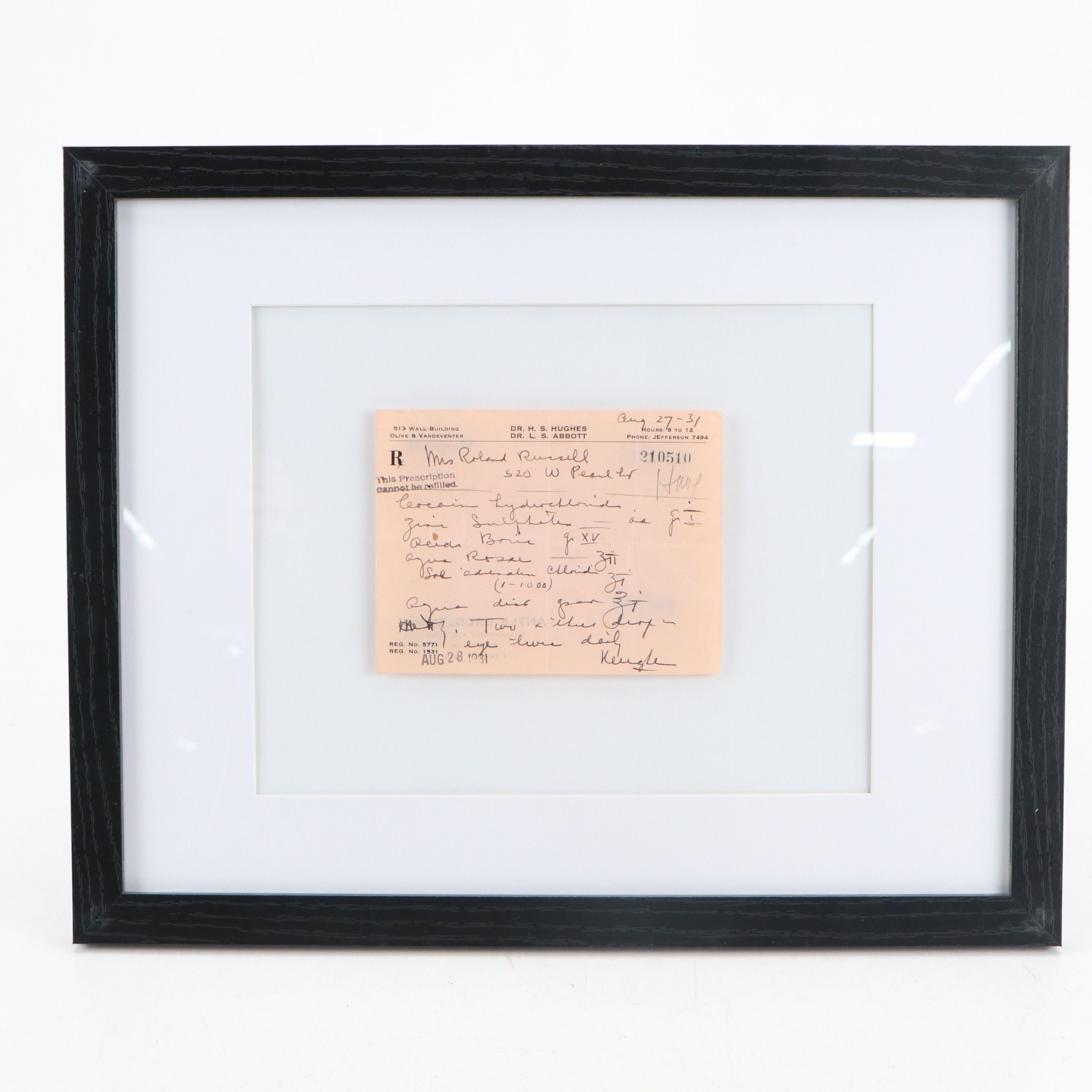 Prescription Form for Cocaine Hydrochloride, 1931