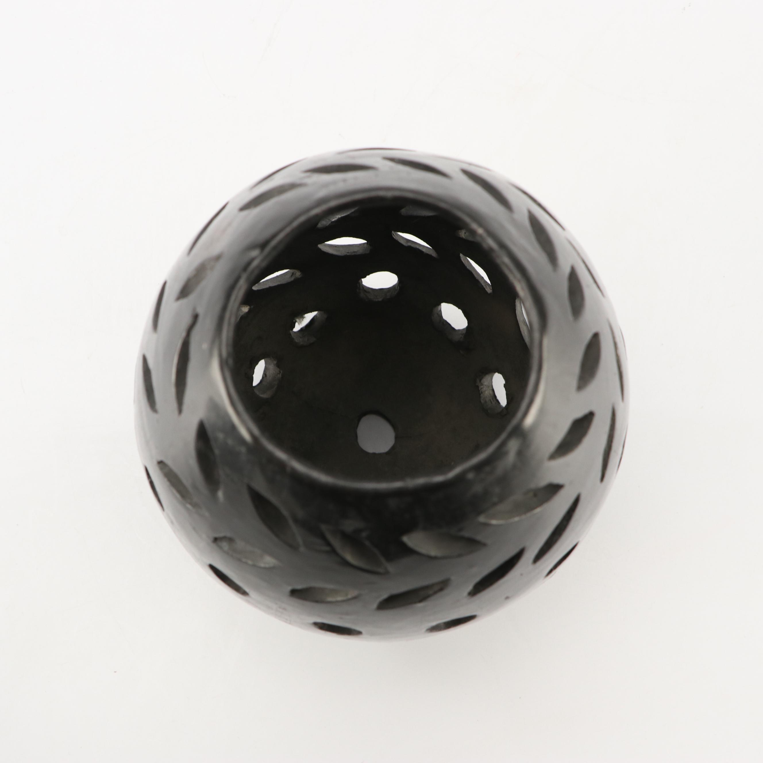 Blackware Duck Shaped Vessel and Pierced Vase