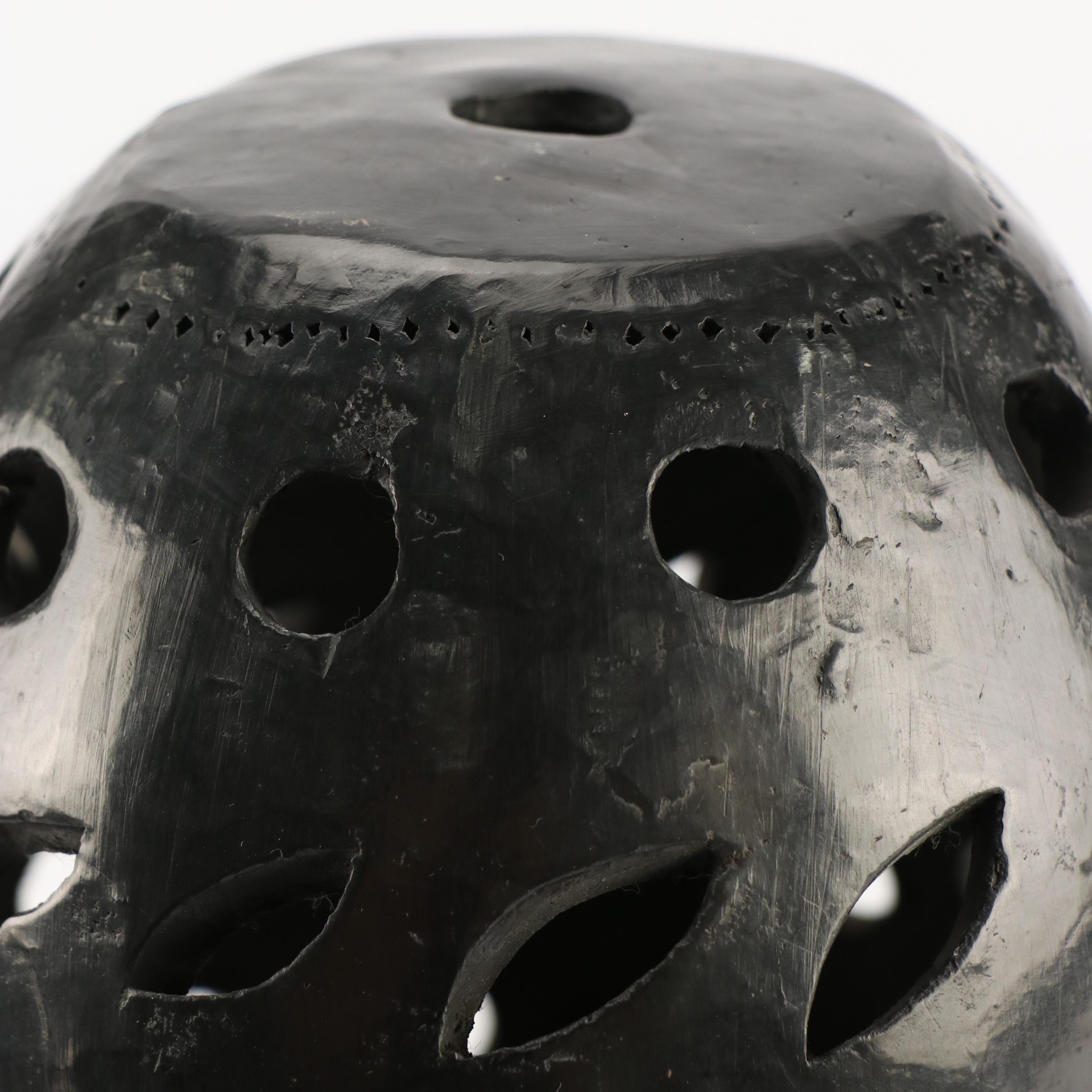 Blackware Duck Shaped Vessel and Pierced Vase