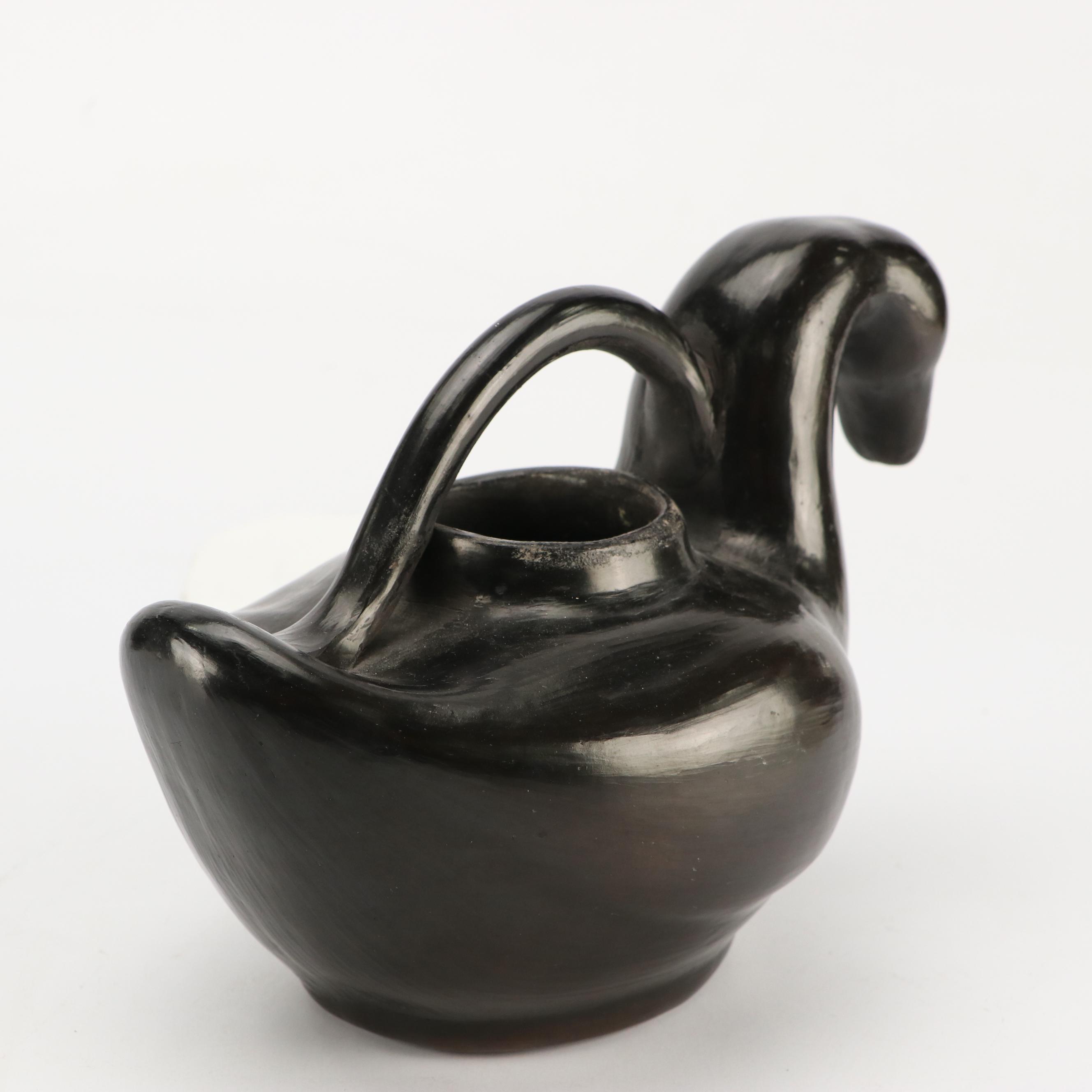 Blackware Duck Shaped Vessel and Pierced Vase