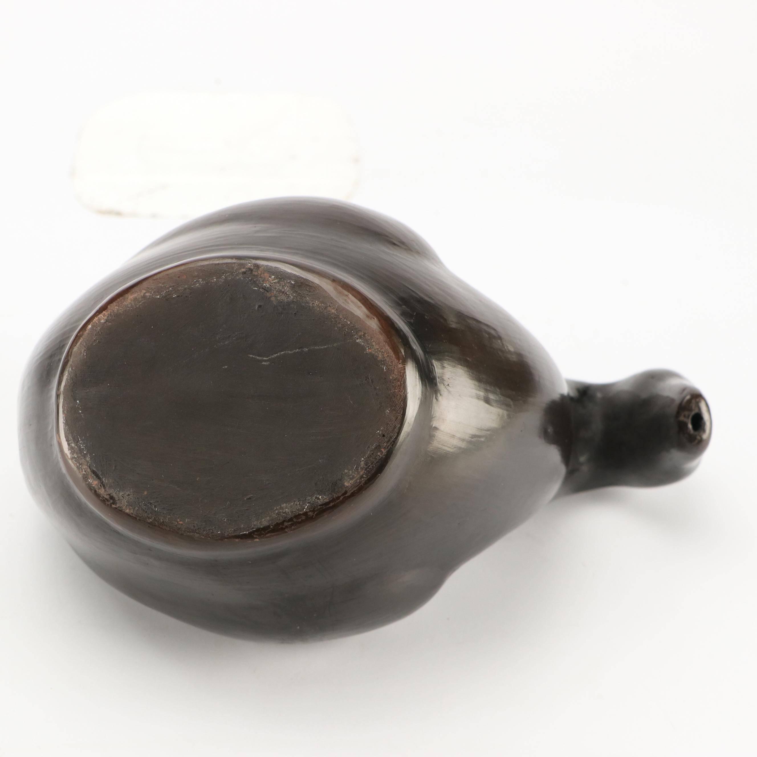 Blackware Duck Shaped Vessel and Pierced Vase