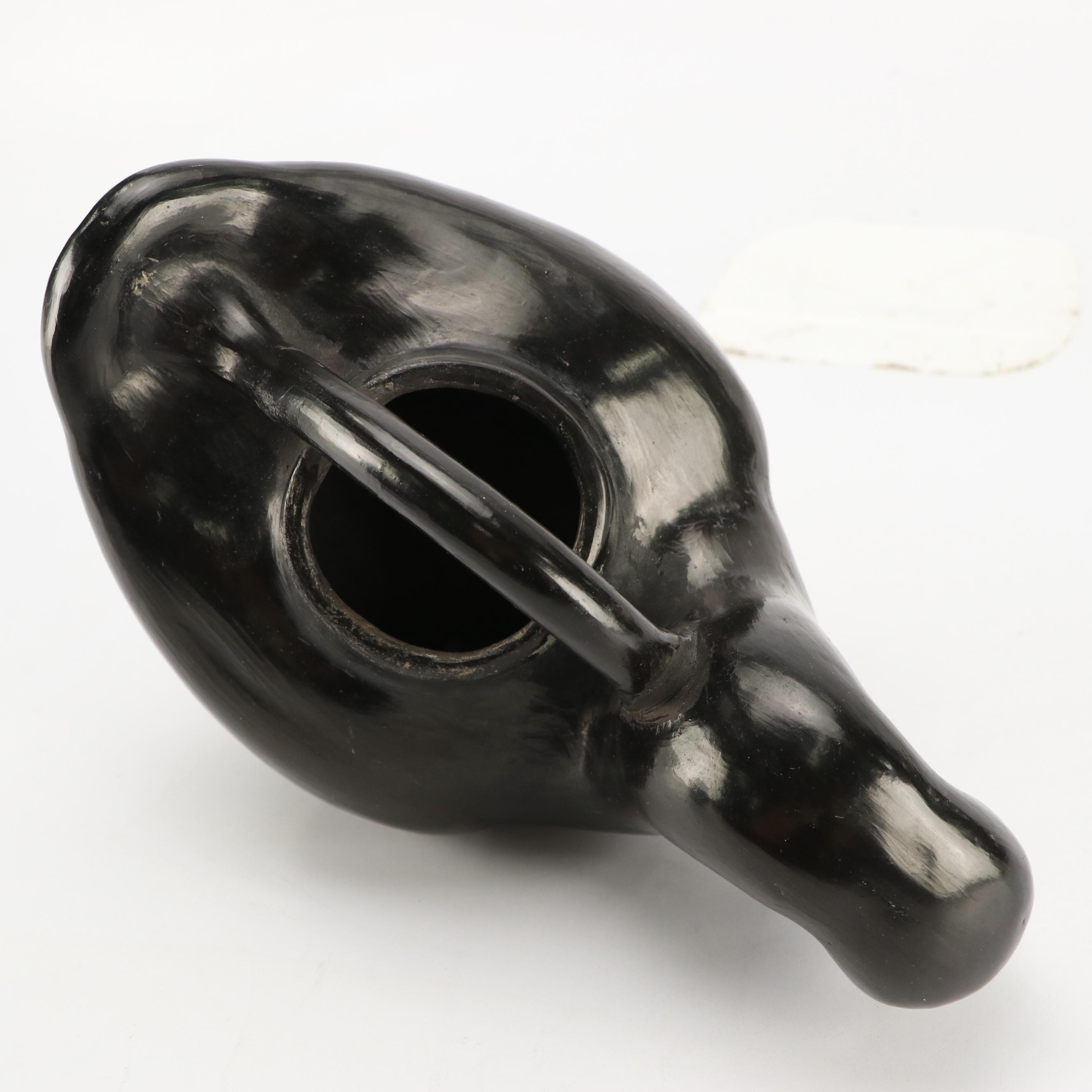 Blackware Duck Shaped Vessel and Pierced Vase