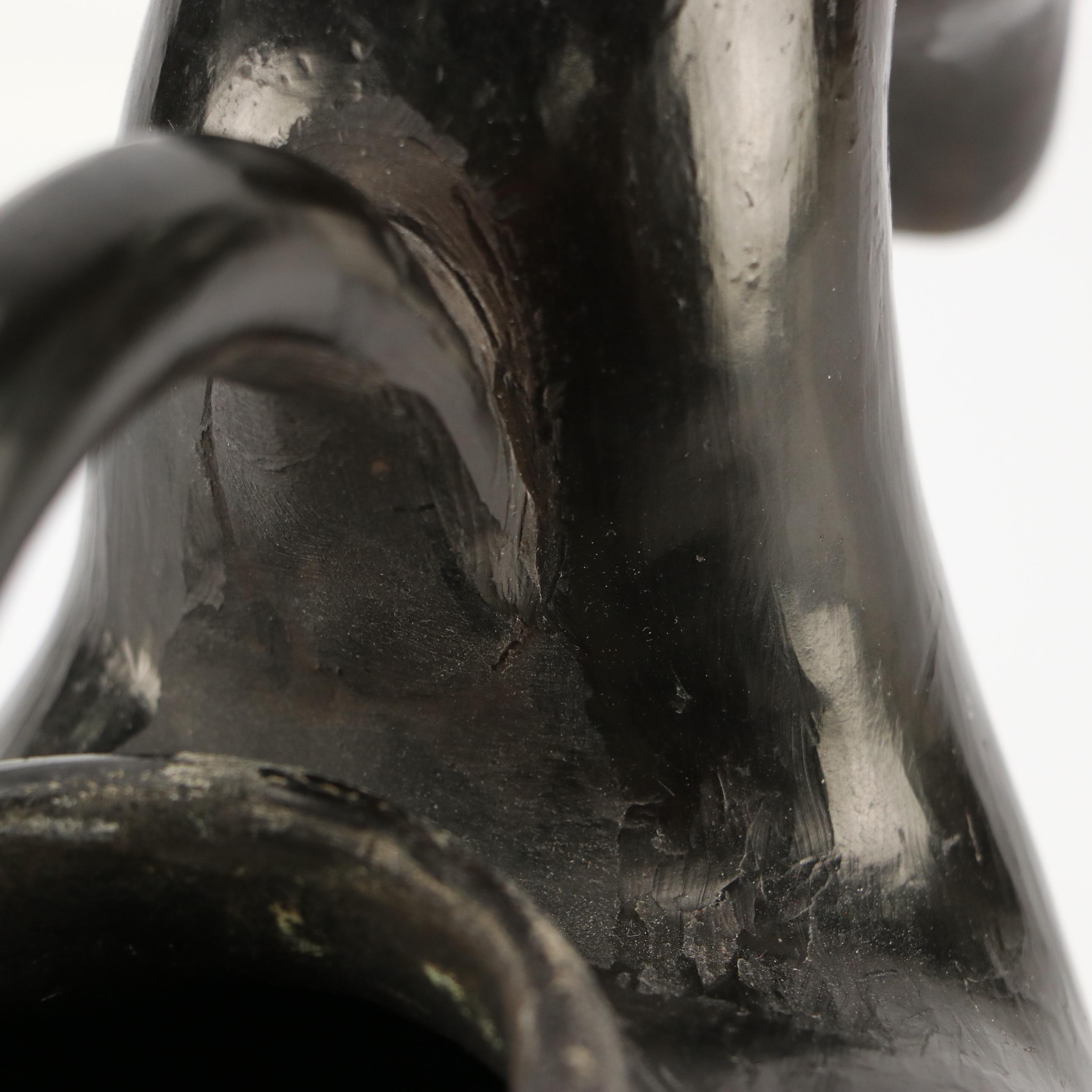 Blackware Duck Shaped Vessel and Pierced Vase