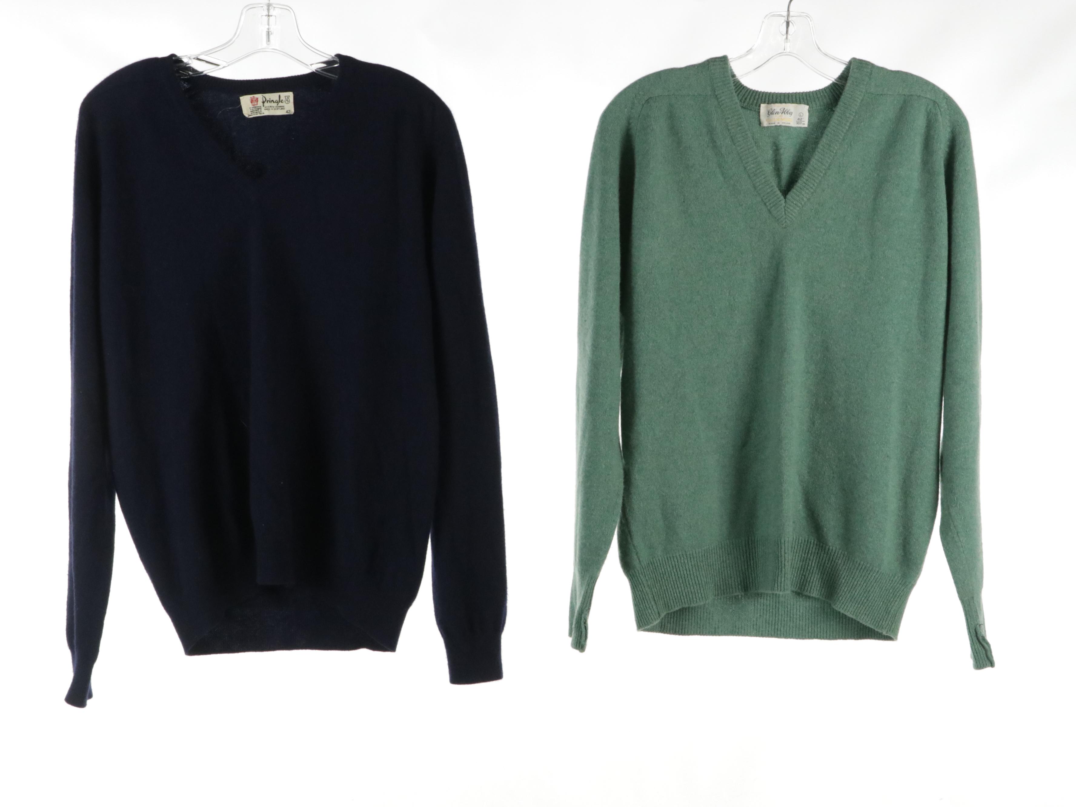 Men's Pringle and Glen Abbey Vintage Cashmere V-Neck Sweaters