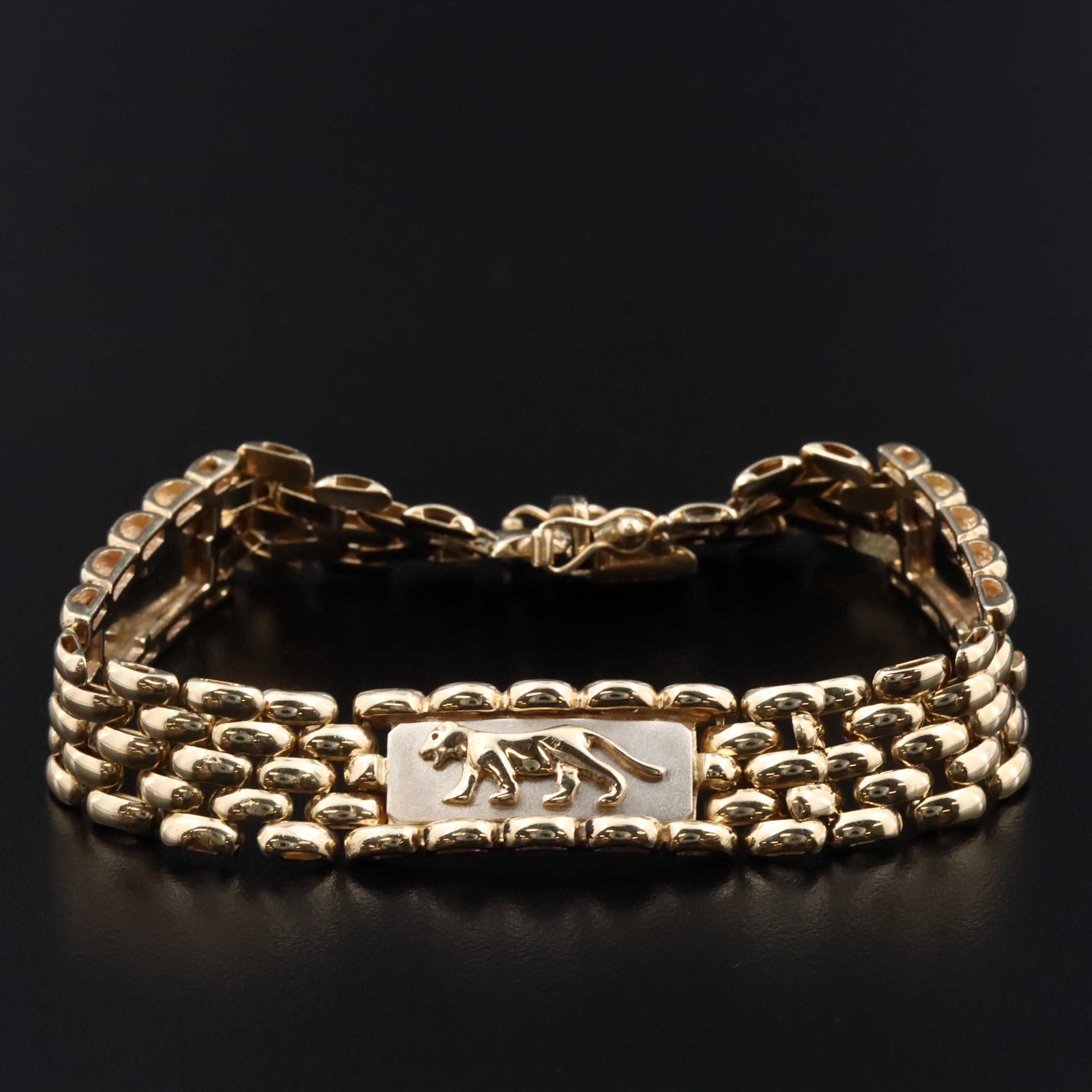 Italian 14K Two-Tone Panther Bracelet
