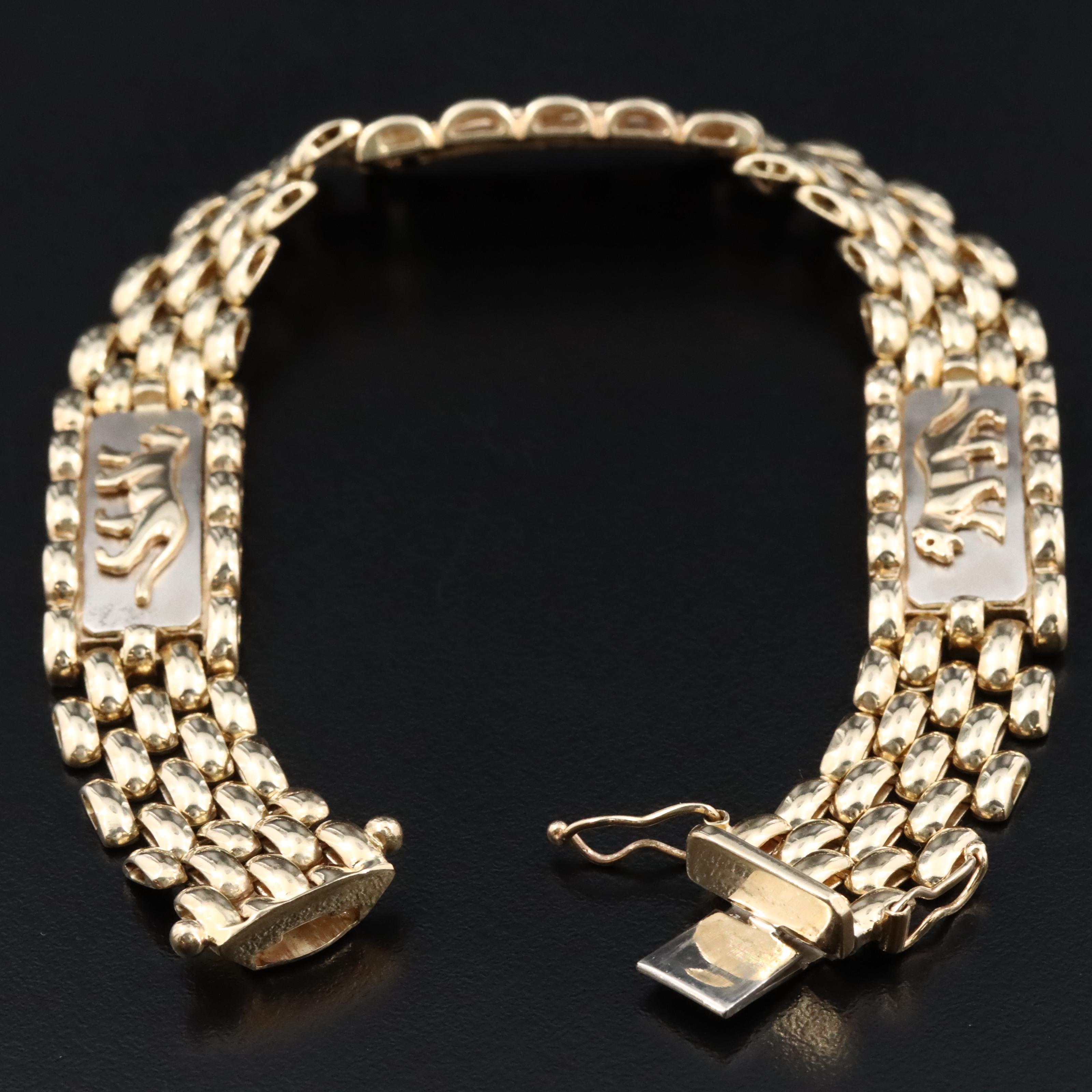 Italian 14K Two-Tone Panther Bracelet