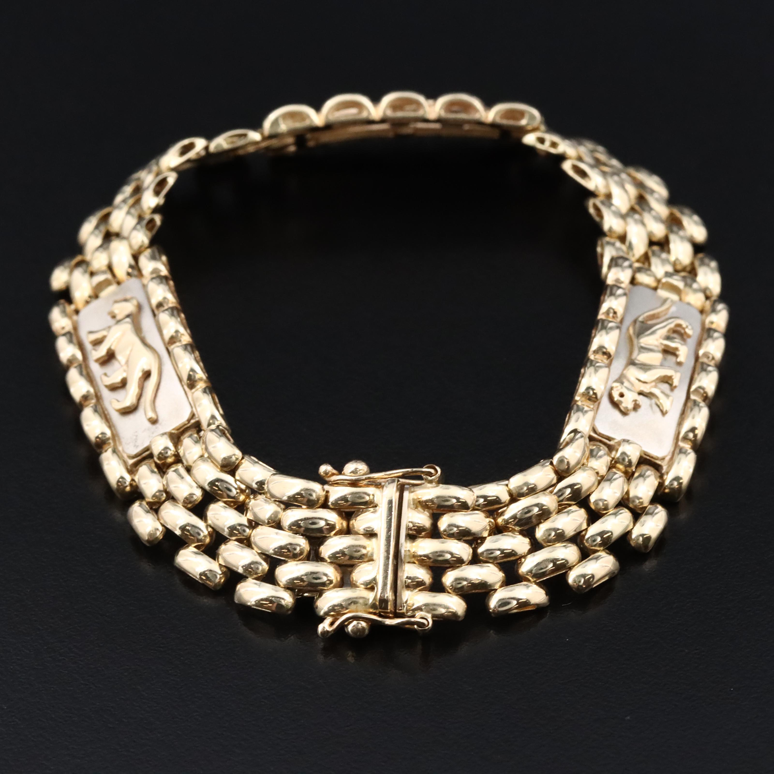 Italian 14K Two-Tone Panther Bracelet