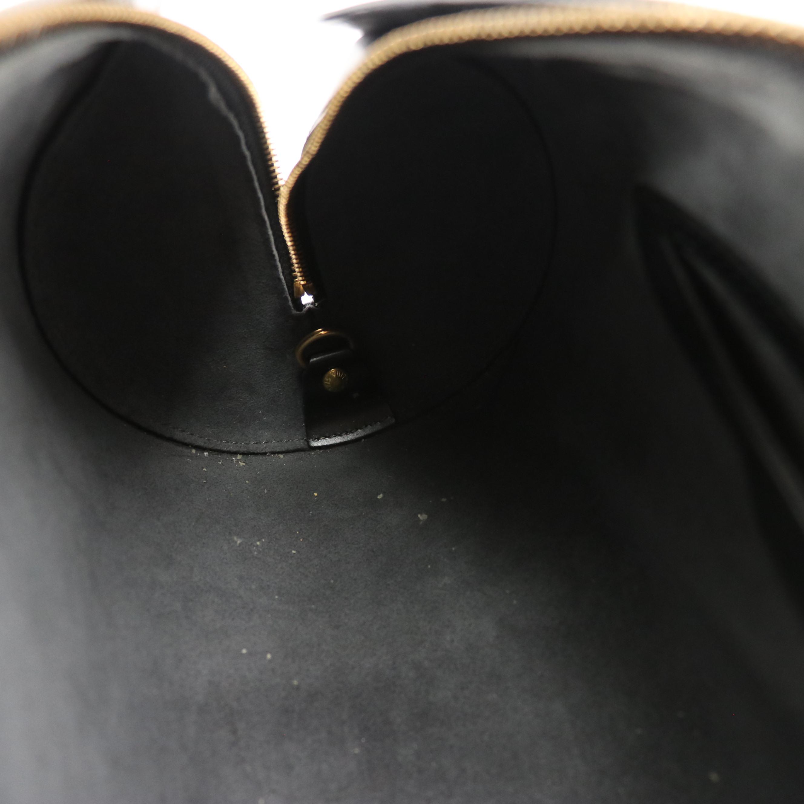 Louis Vuitton Soufflot Barrel Bag in Black Epi and Smooth Leather