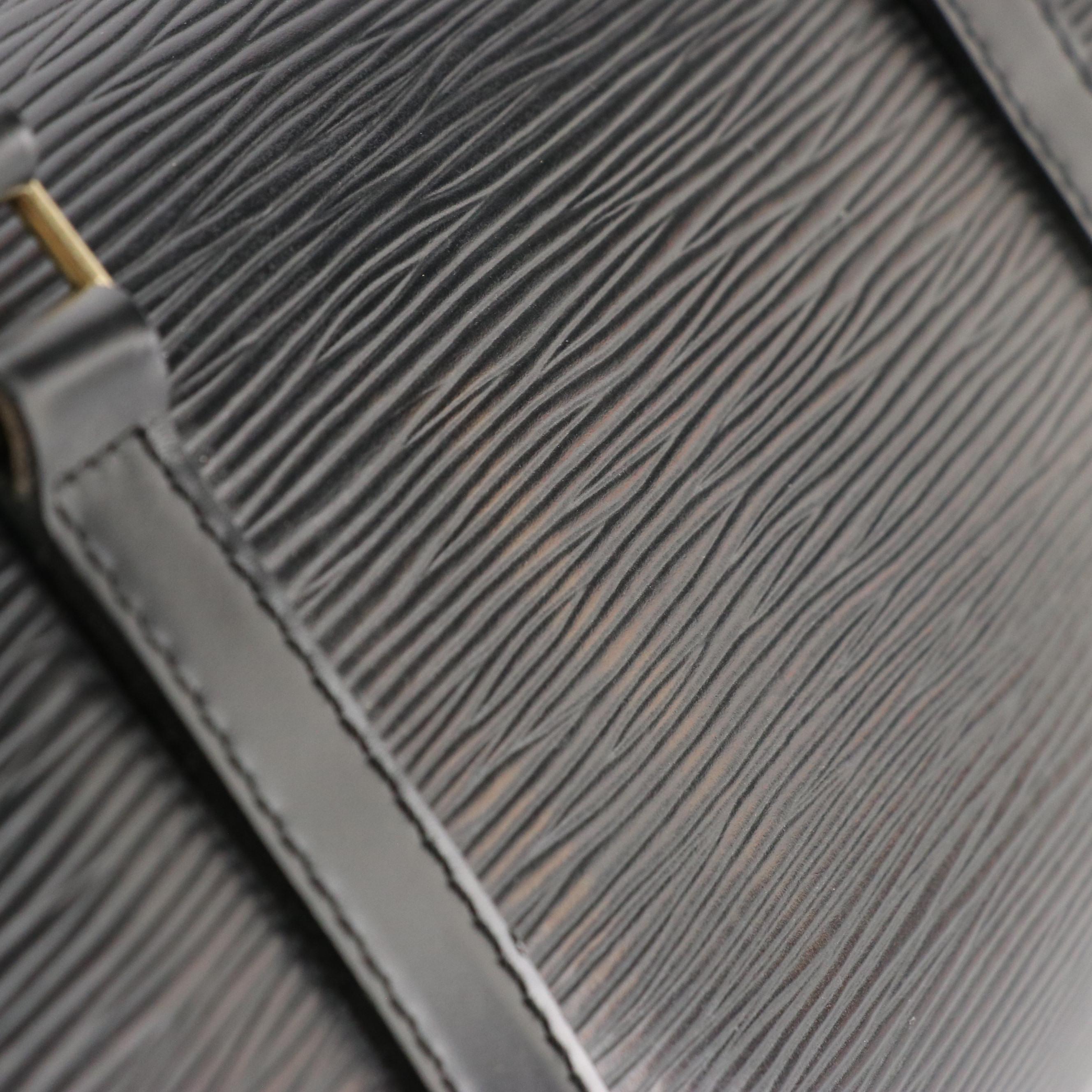 Louis Vuitton Soufflot Barrel Bag in Black Epi and Smooth Leather