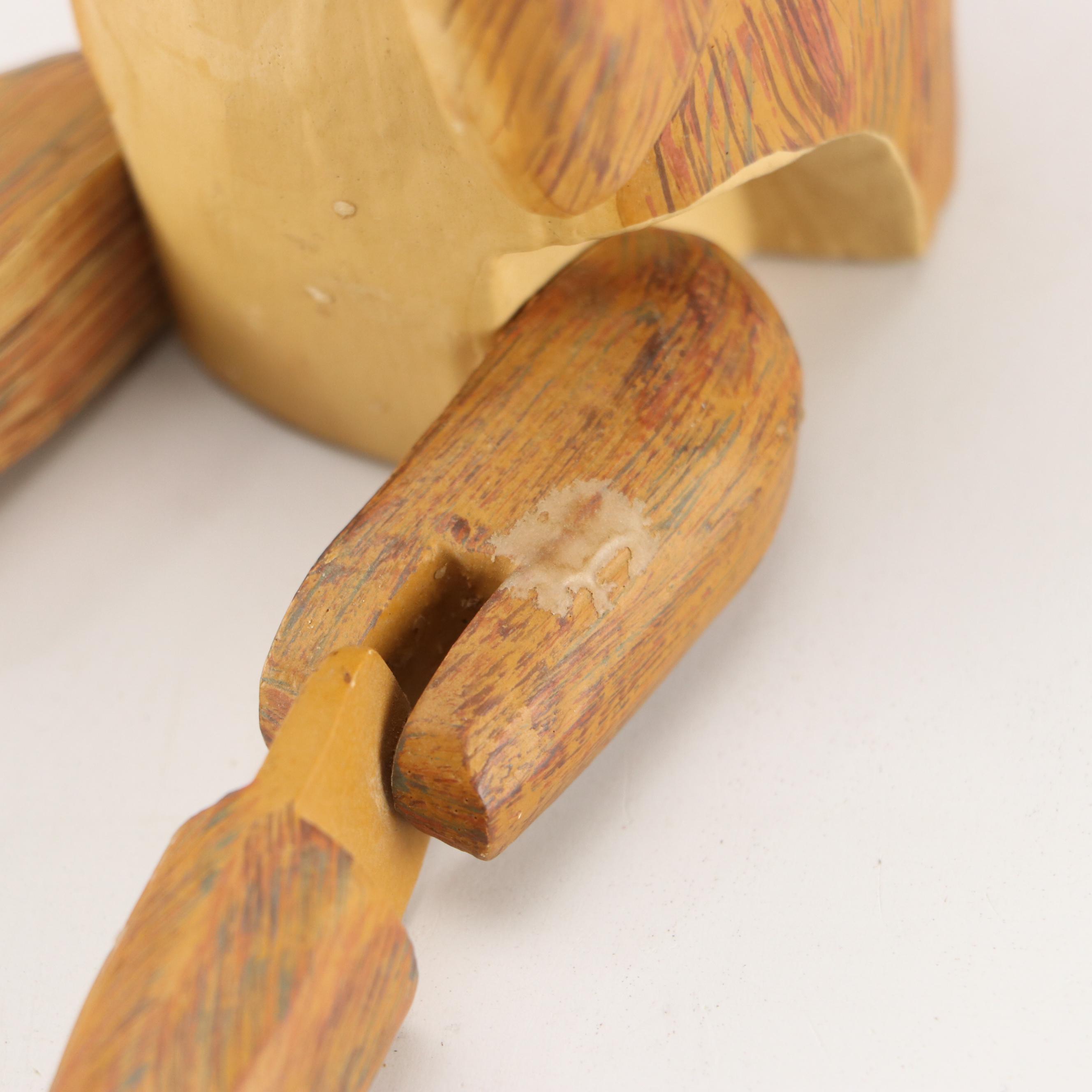 Polychrome and Carved Wood See No Evil, Hear No Evil, Speak No Evil Monkeys