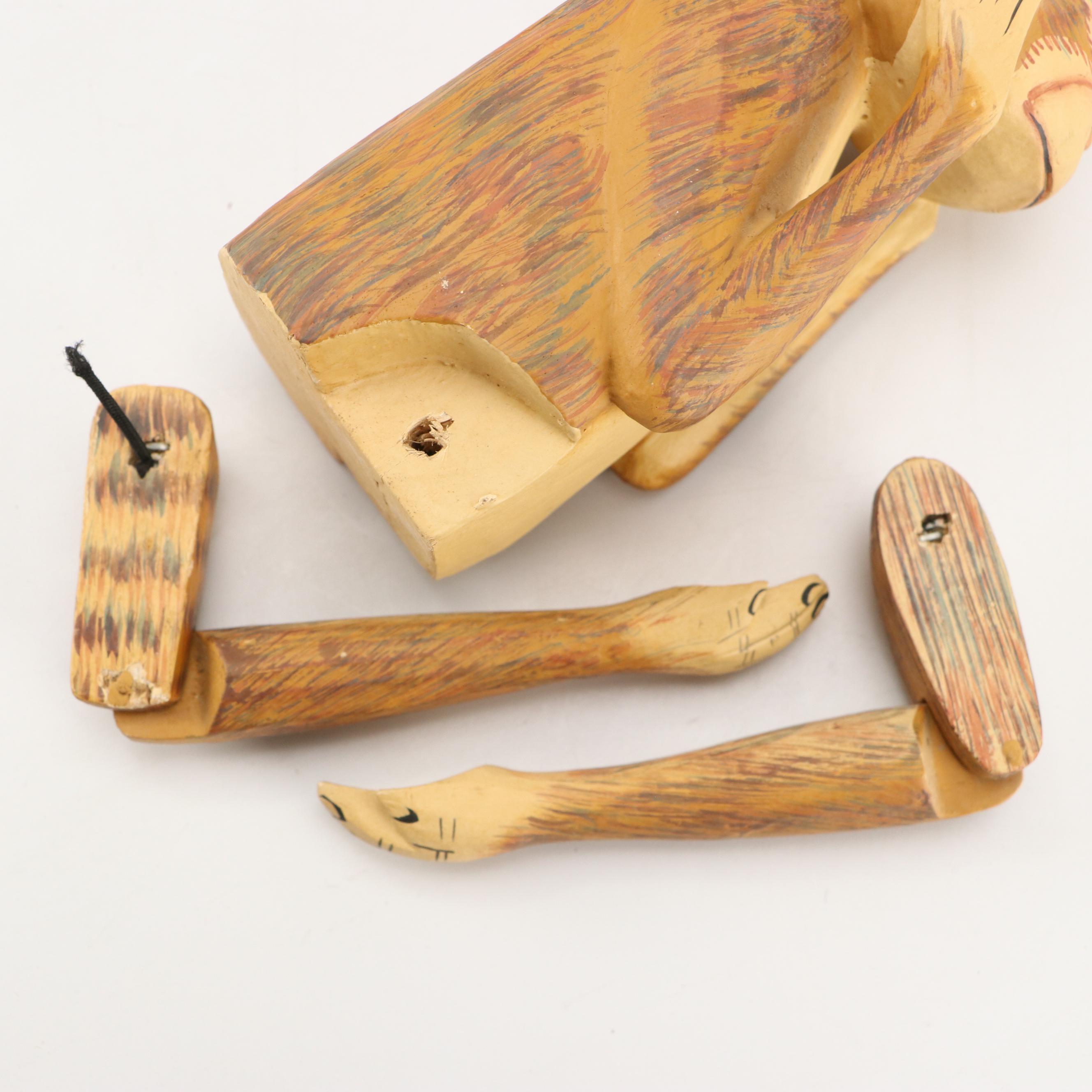 Polychrome and Carved Wood See No Evil, Hear No Evil, Speak No Evil Monkeys