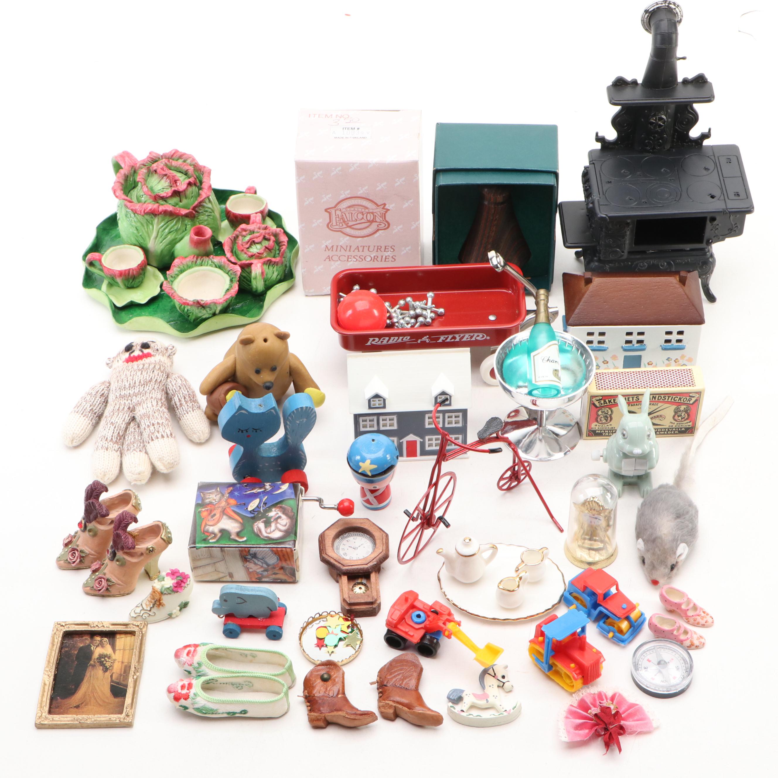 Victorian Style Potbelly Stoves with Other Miniature Accessories and Decor