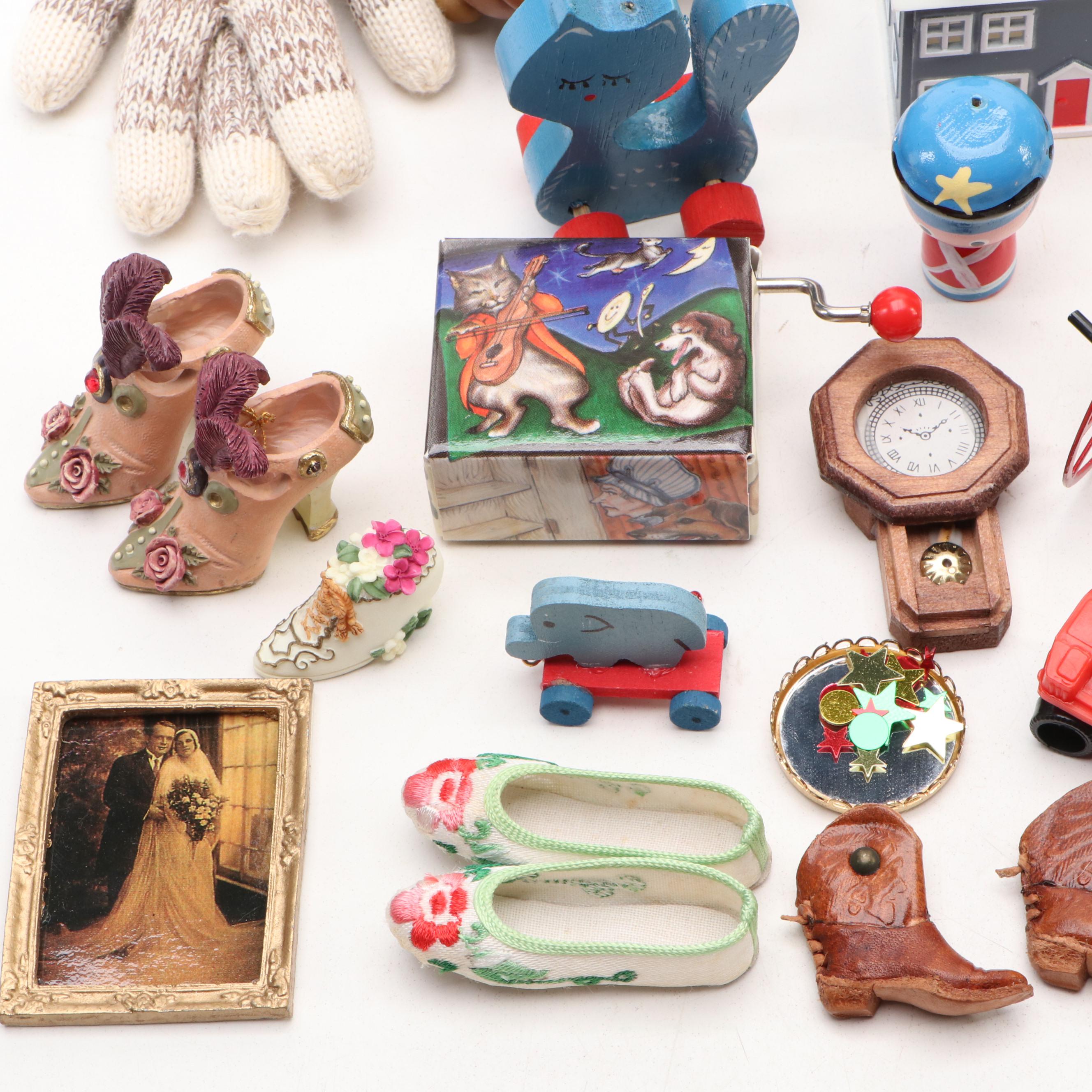 Victorian Style Potbelly Stoves with Other Miniature Accessories and Decor