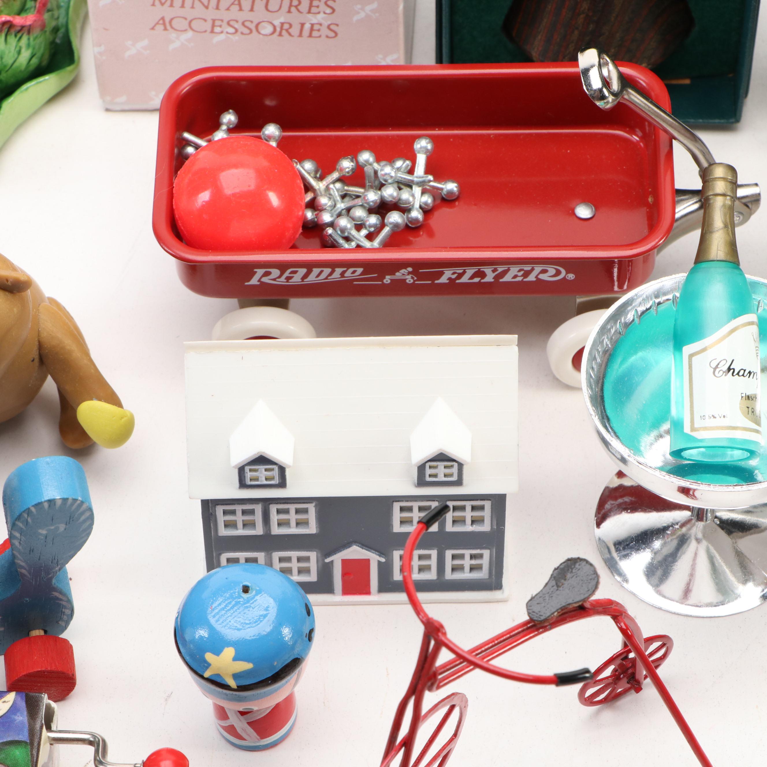 Victorian Style Potbelly Stoves with Other Miniature Accessories and Decor