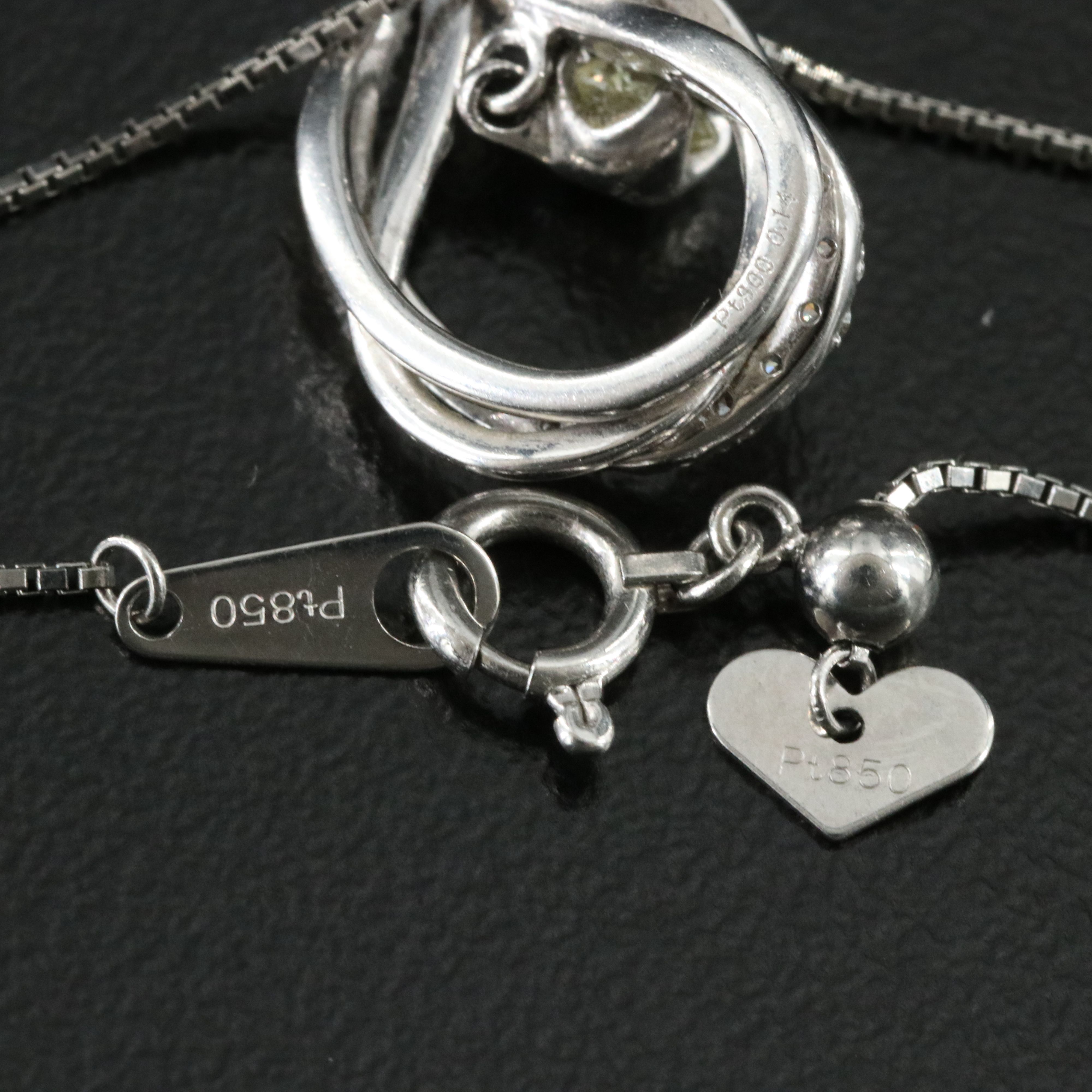 Platinum 0.33 CTW Diamond Pendant on Adjustable Box Chain Necklace