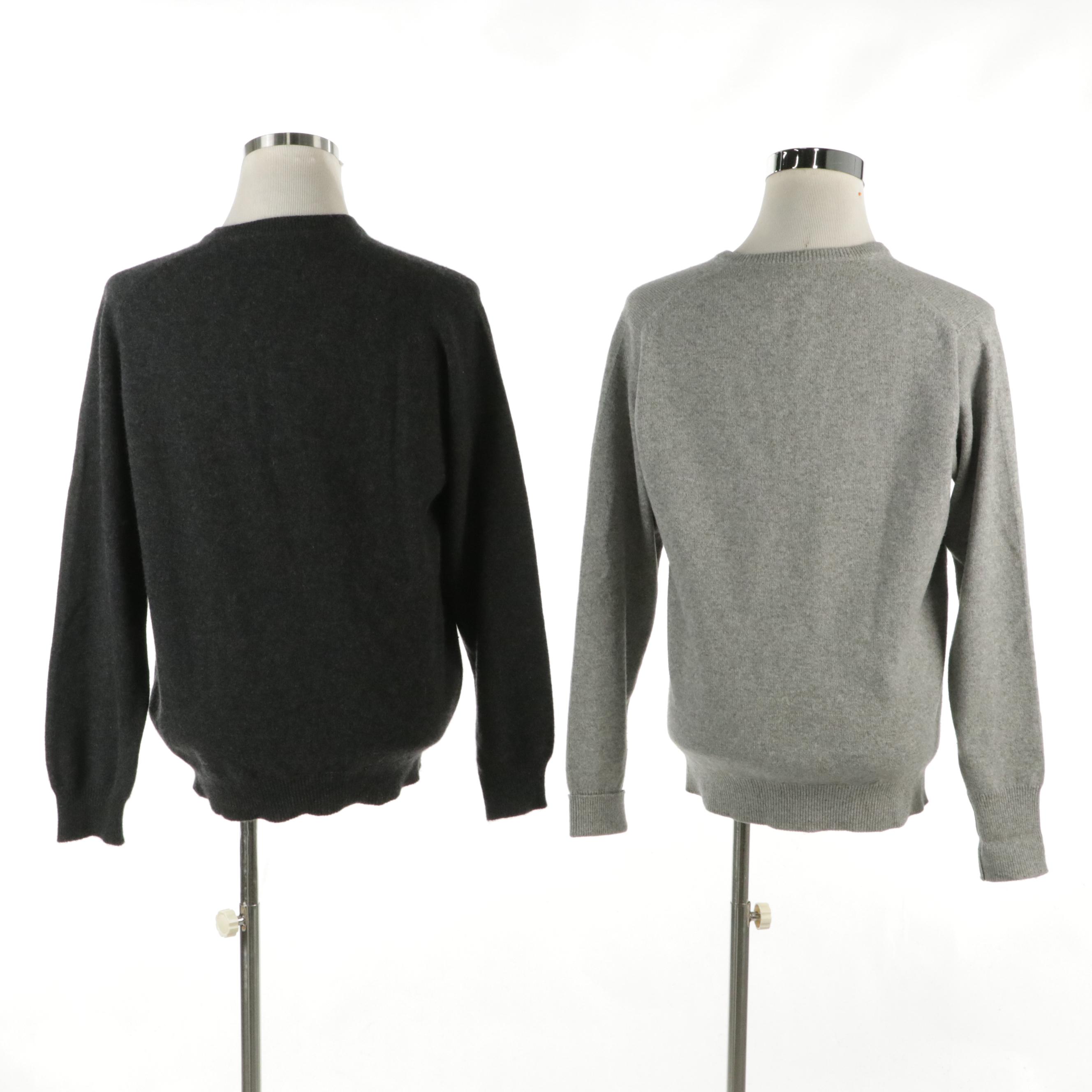 Men's Simpson and Other Vintage Grey Cashmere V-Neck Sweater