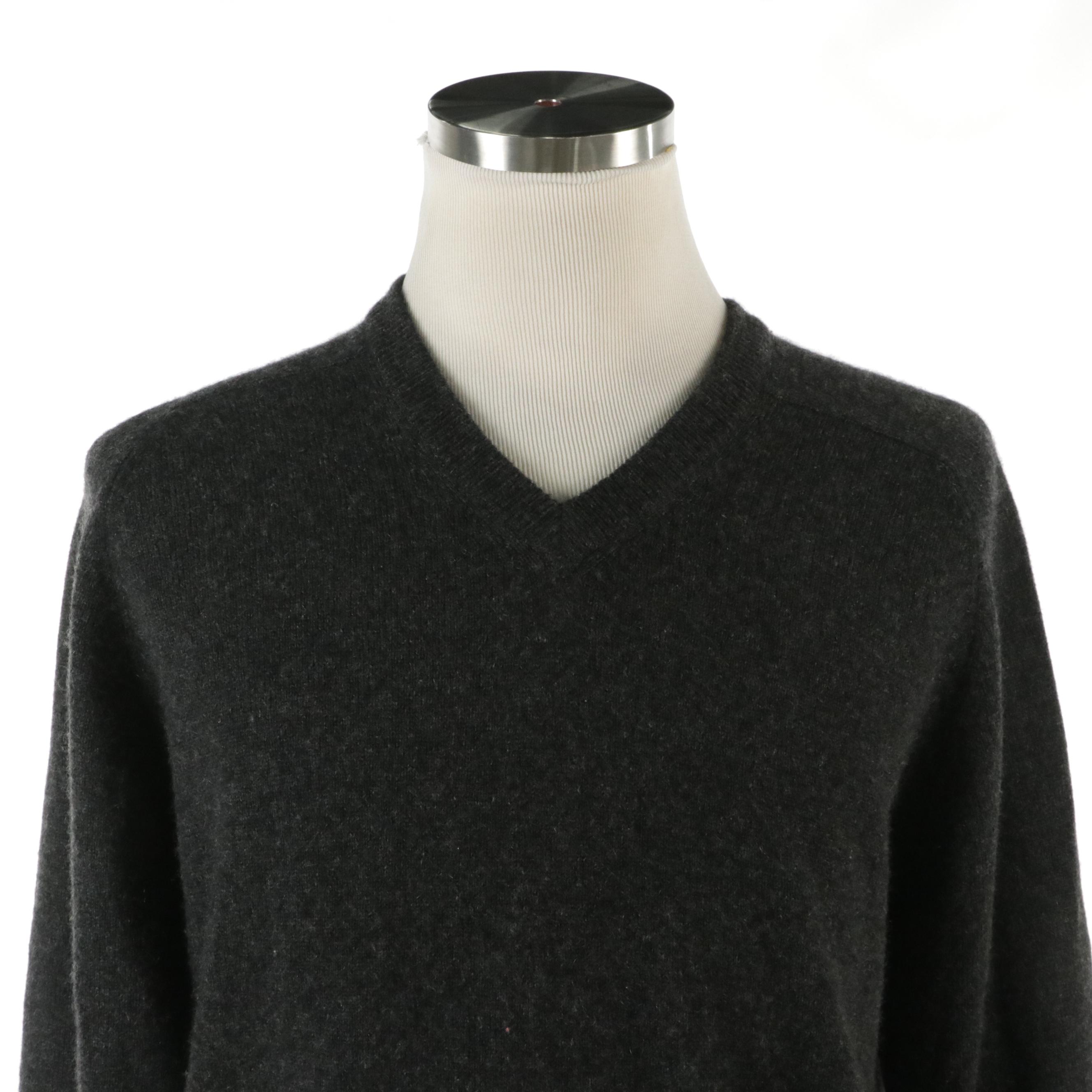 Men's Simpson and Other Vintage Grey Cashmere V-Neck Sweater