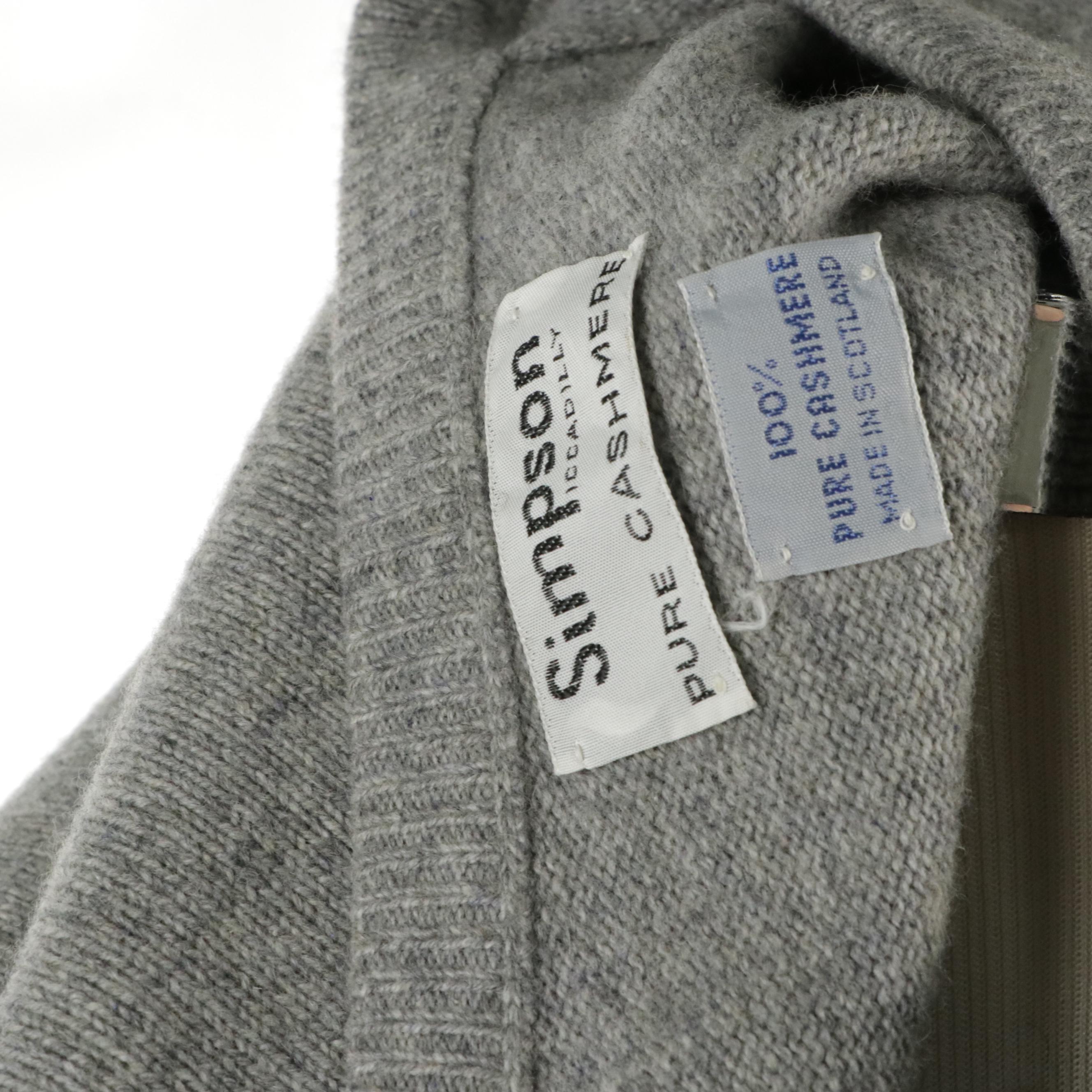 Men's Simpson and Other Vintage Grey Cashmere V-Neck Sweater