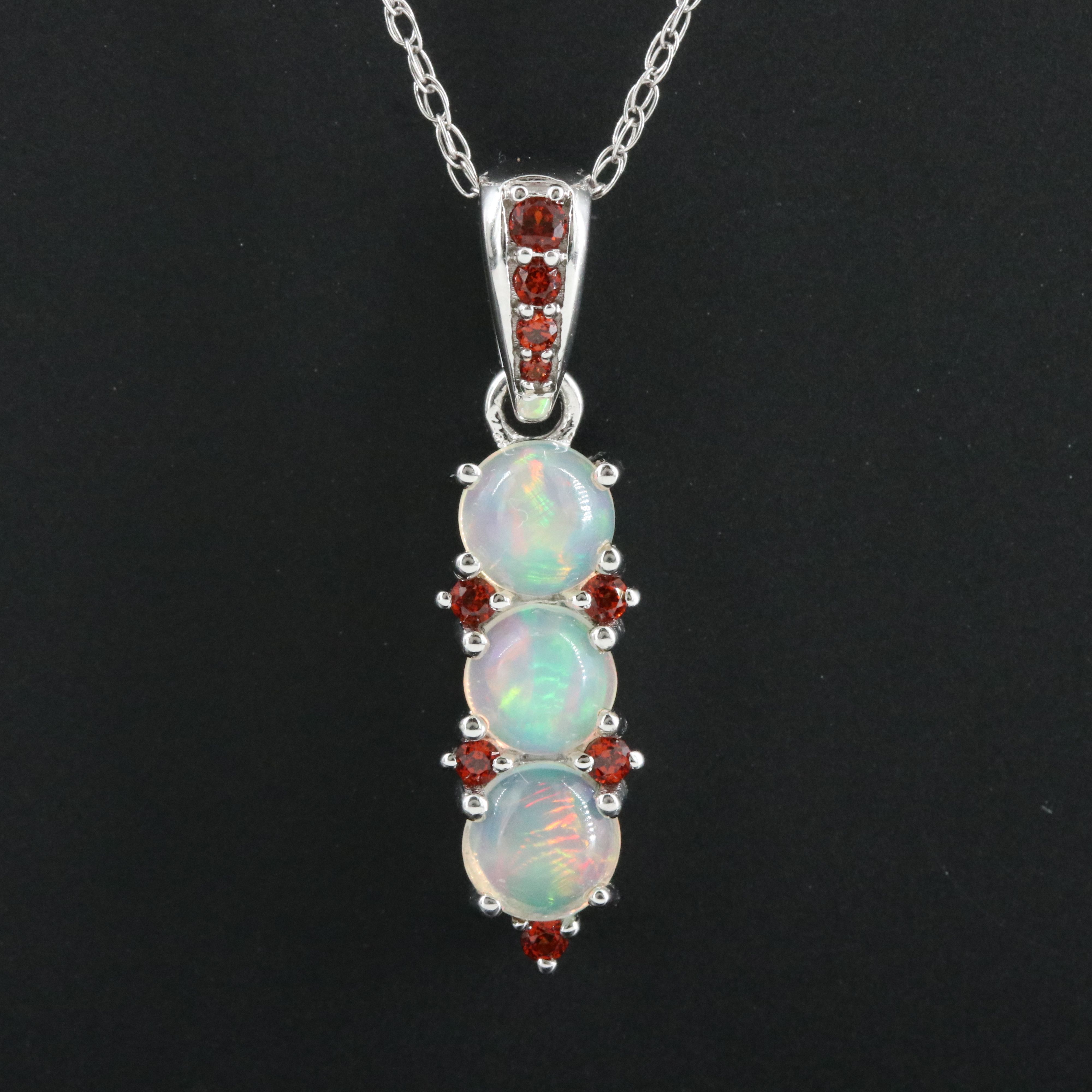 14K Opal and Garnet Pendant Necklace