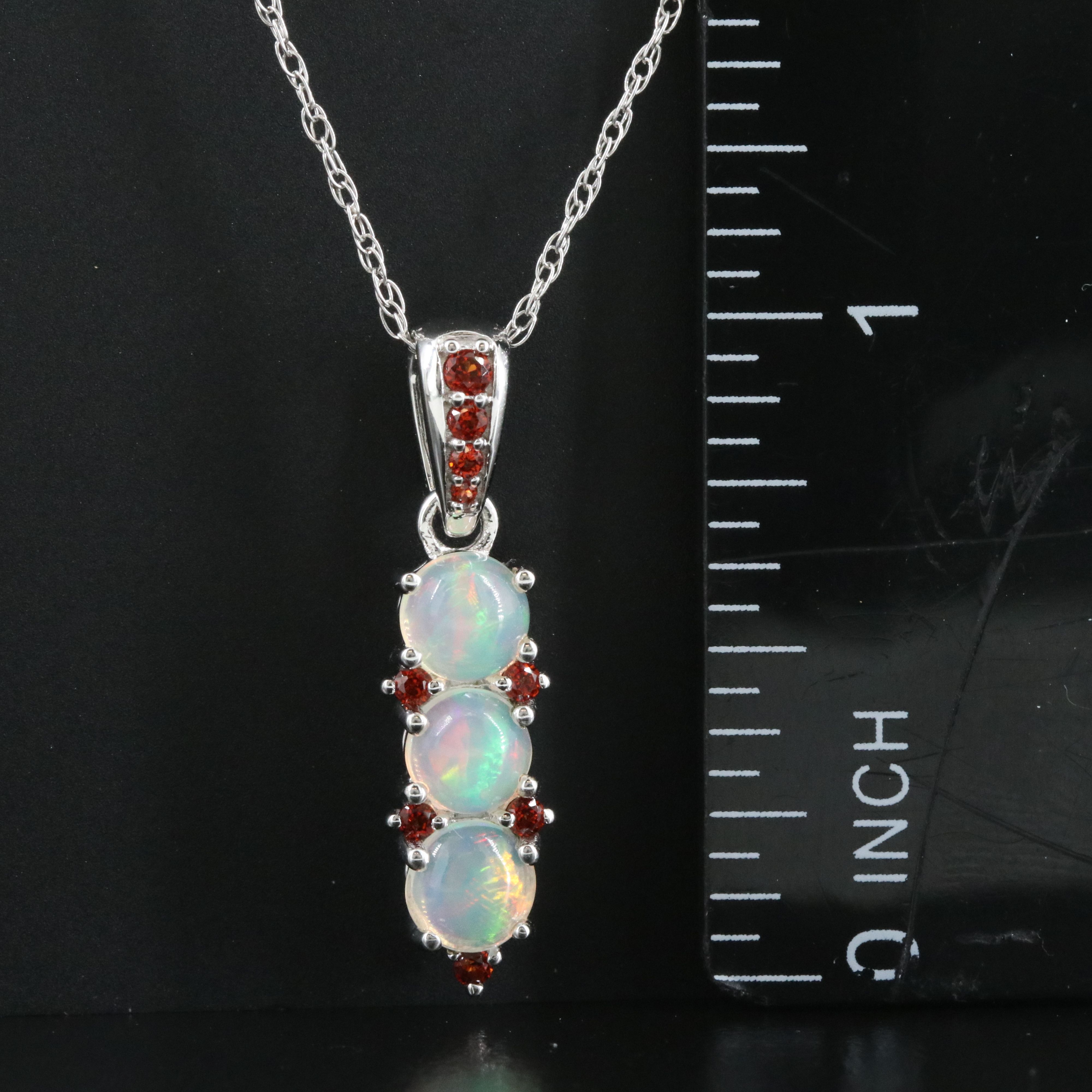 14K Opal and Garnet Pendant Necklace