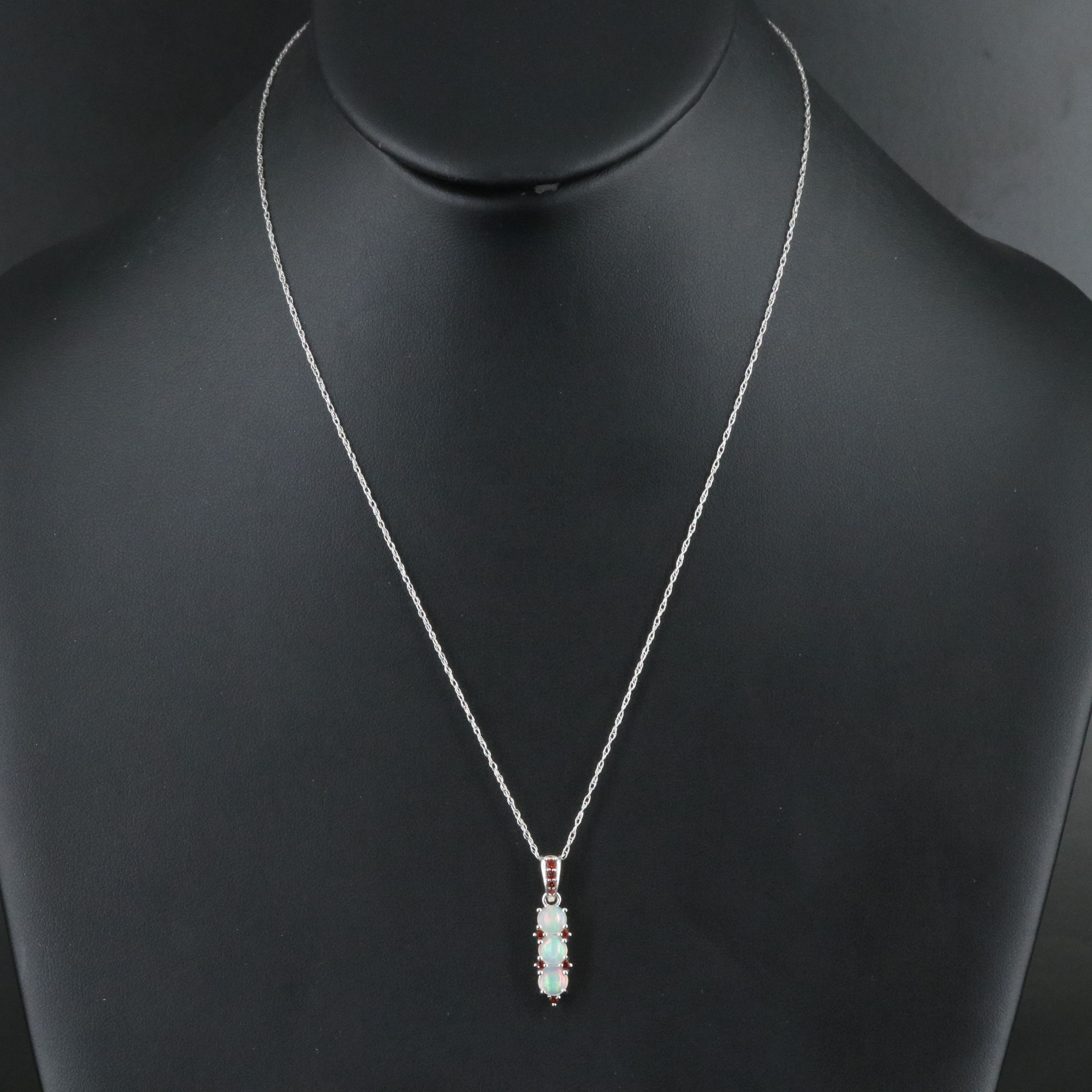 14K Opal and Garnet Pendant Necklace
