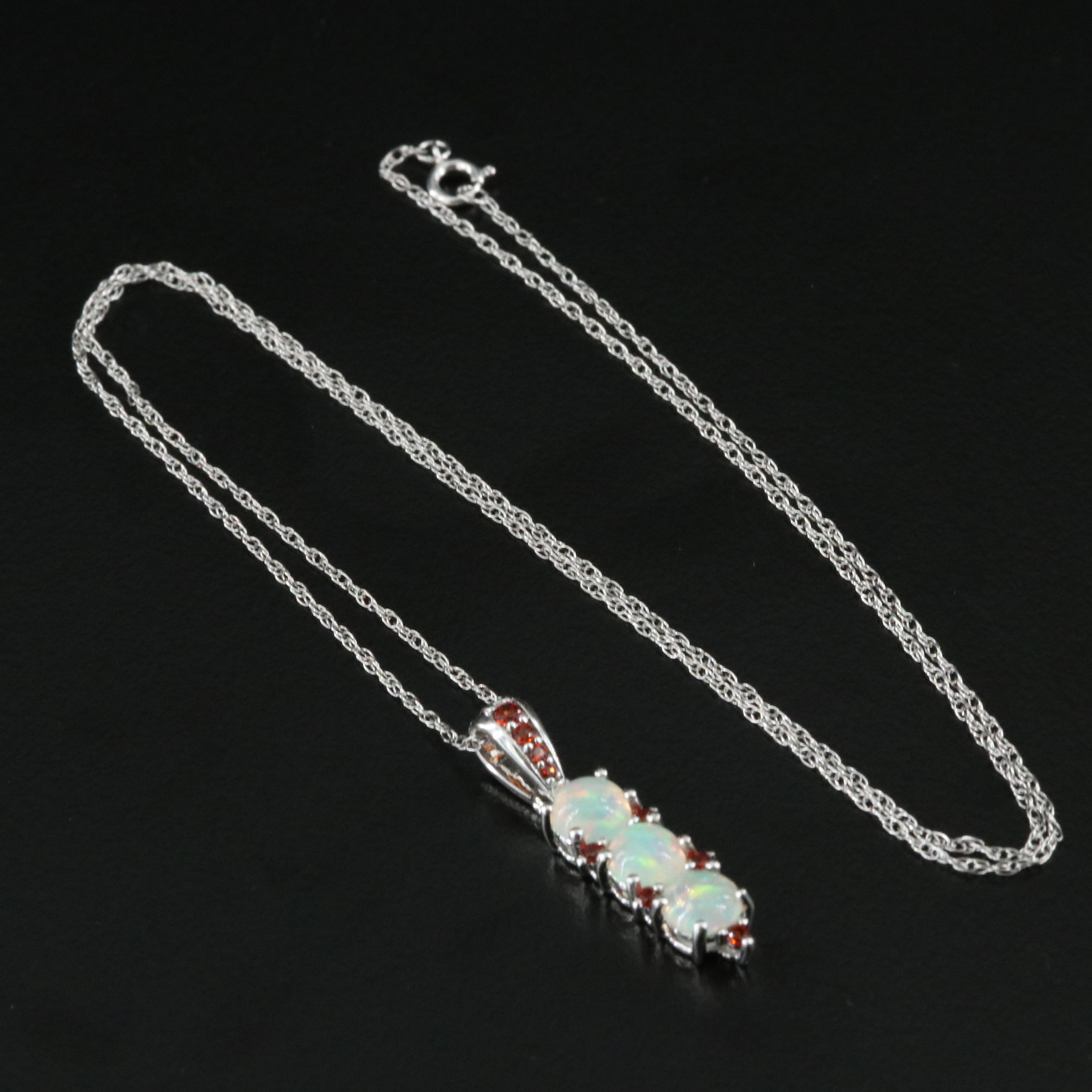 14K Opal and Garnet Pendant Necklace
