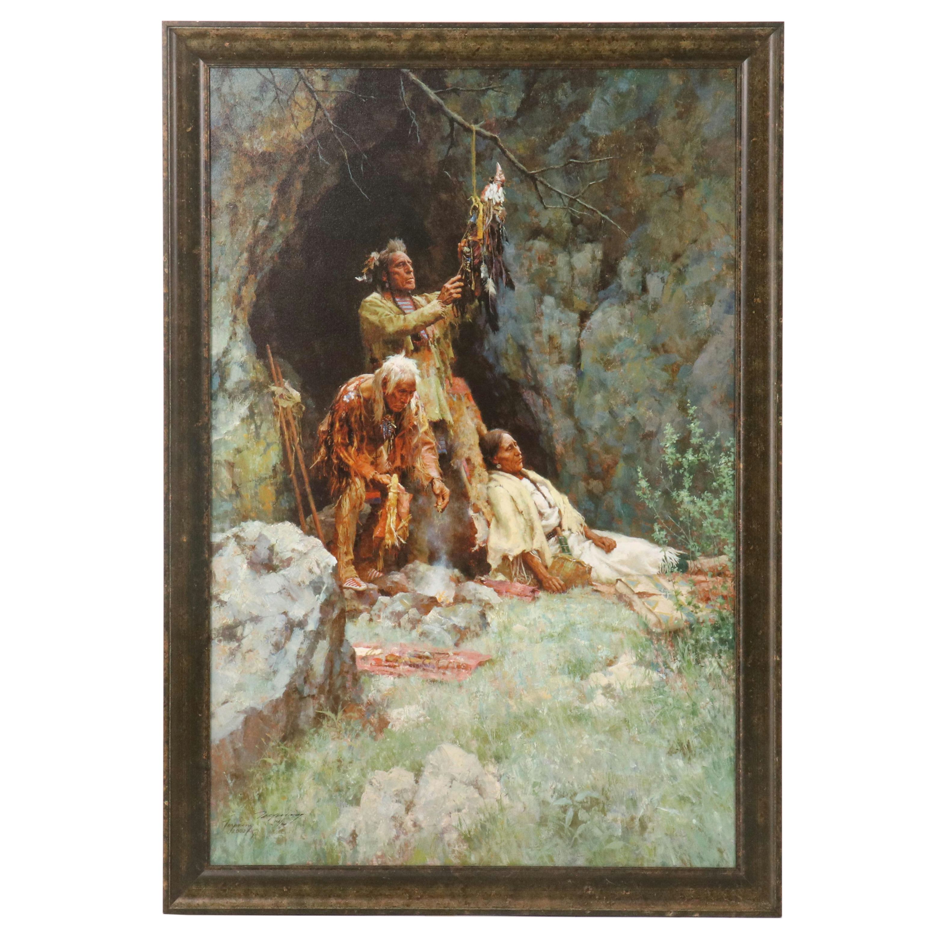 Howard Terpning Offset Lithograph "The Healing Power of the Raven Bundle"