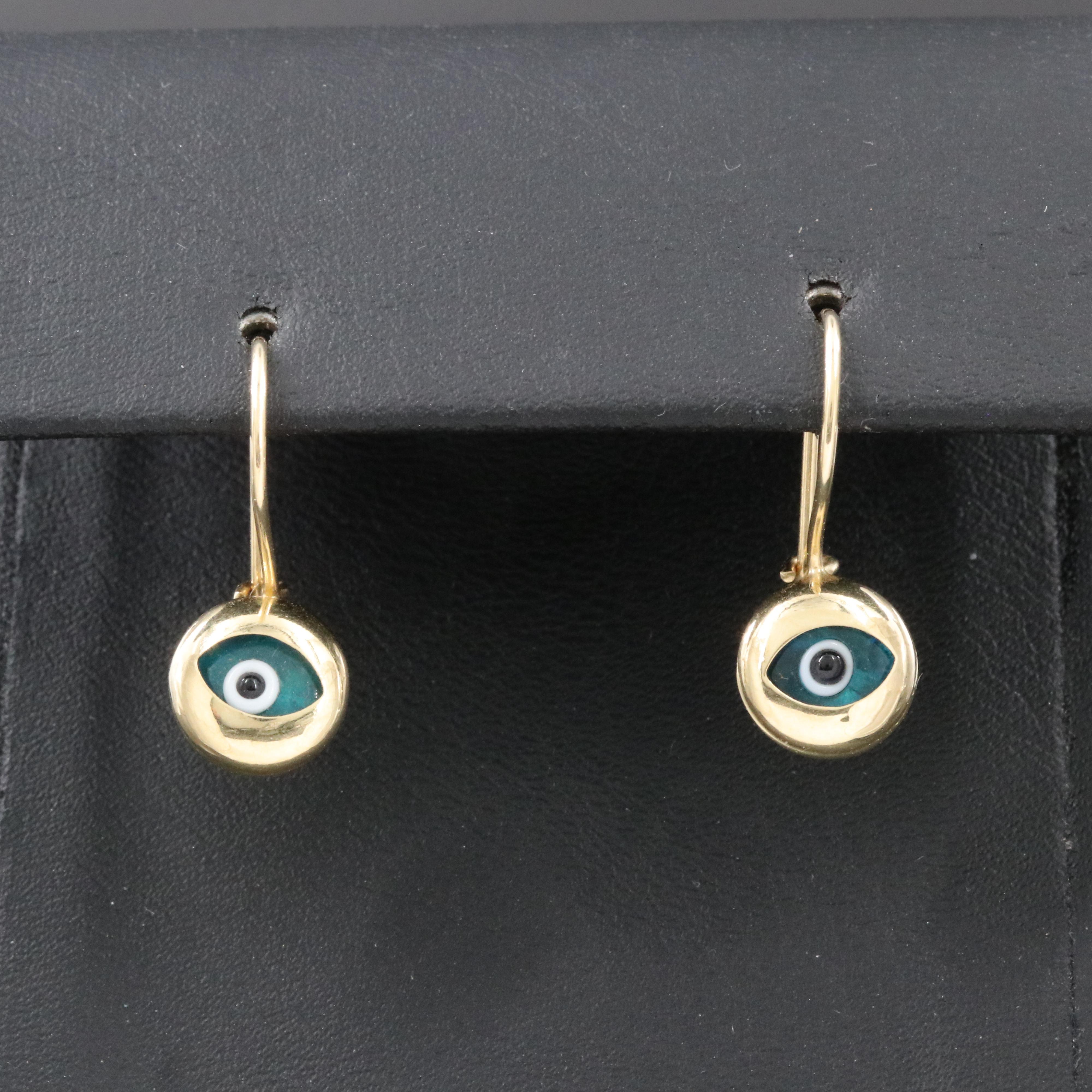 14K Glass Evil Eye Earrings