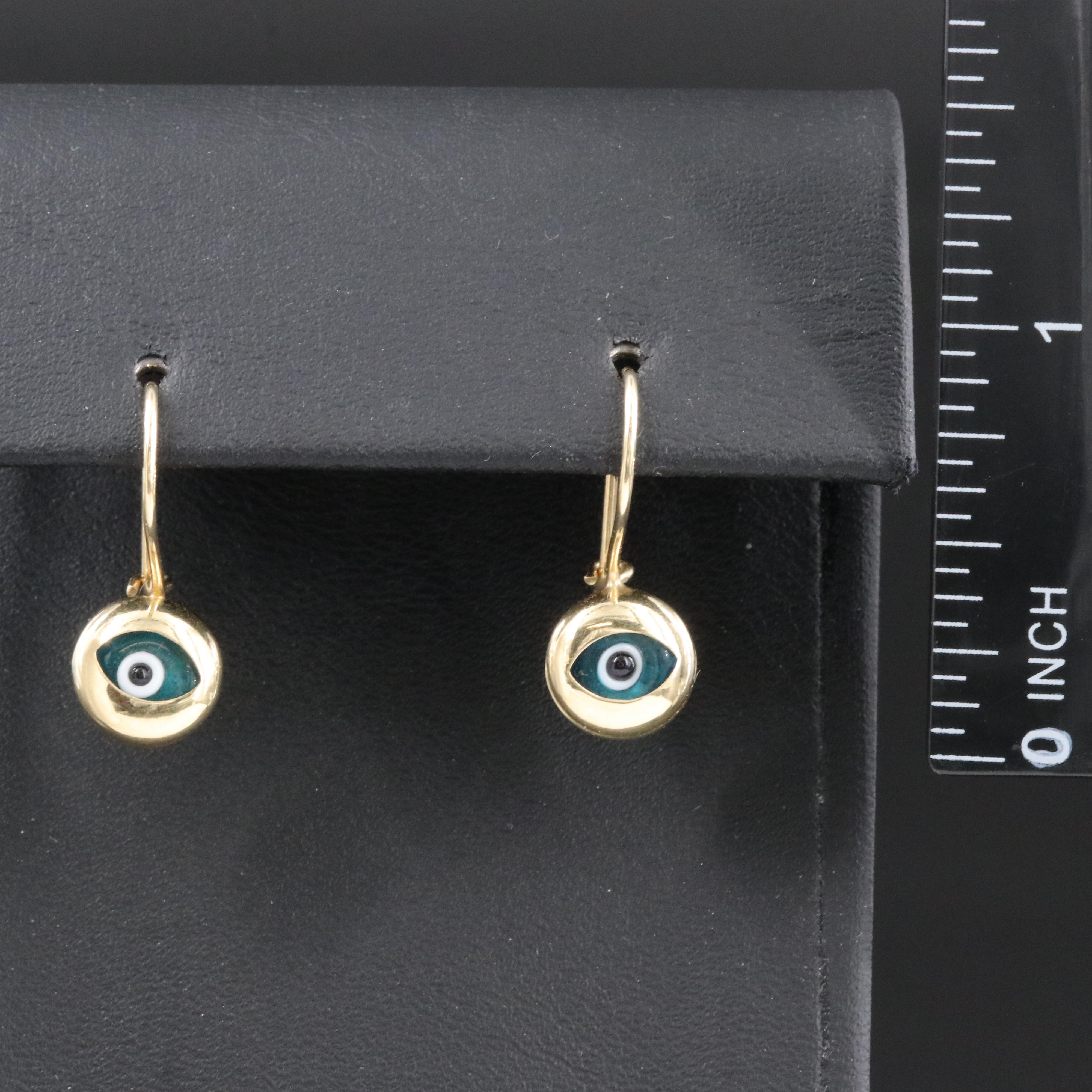 14K Glass Evil Eye Earrings