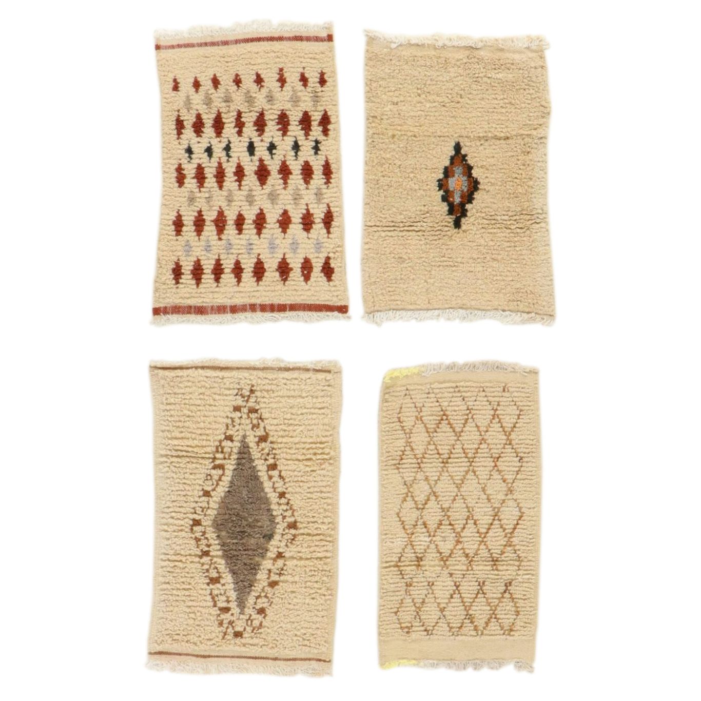 Four Hand-Knotted Moroccan Berber Accent Rugs