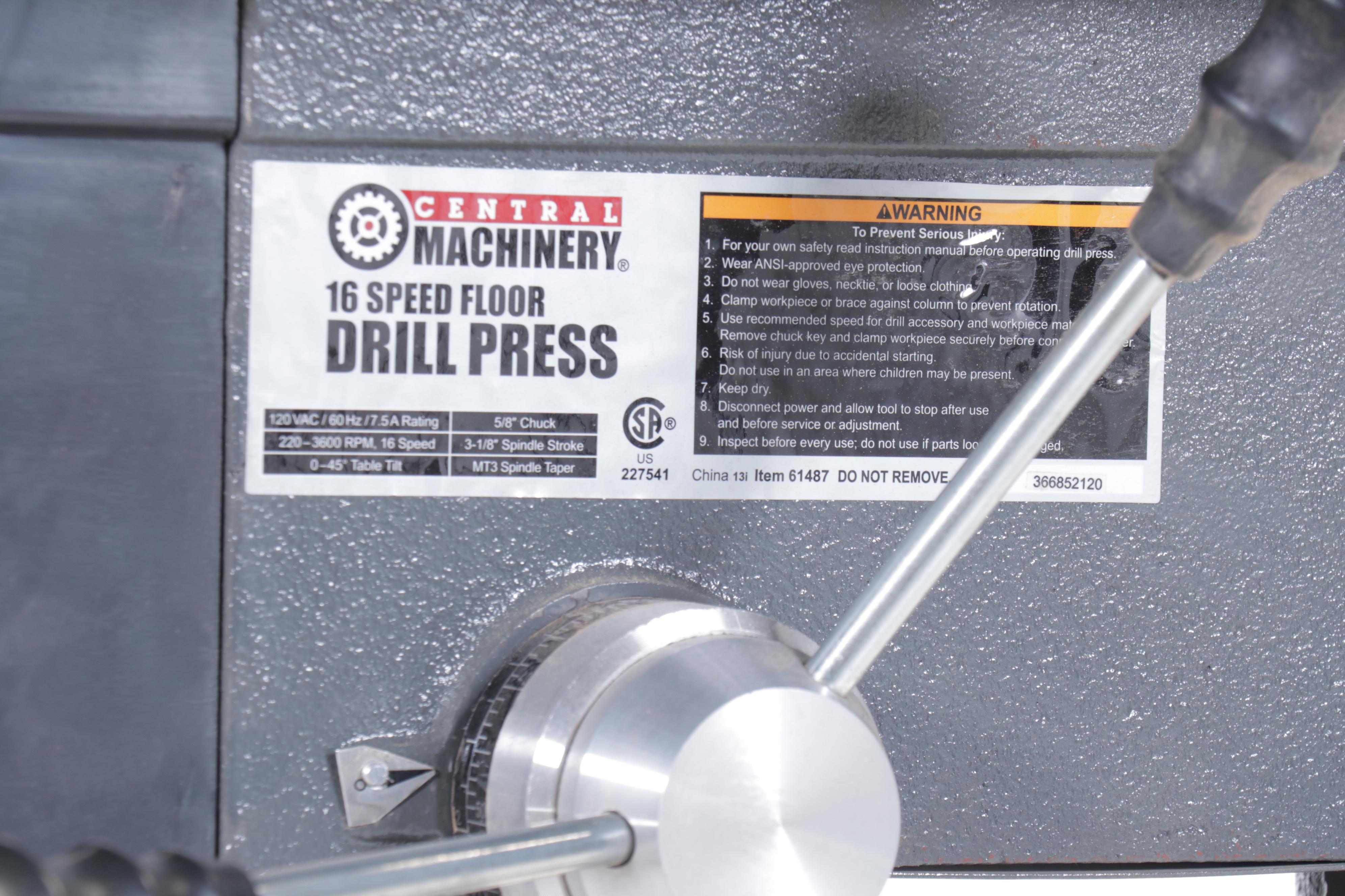 Central Machinery 16 Speed Floor Drill Press