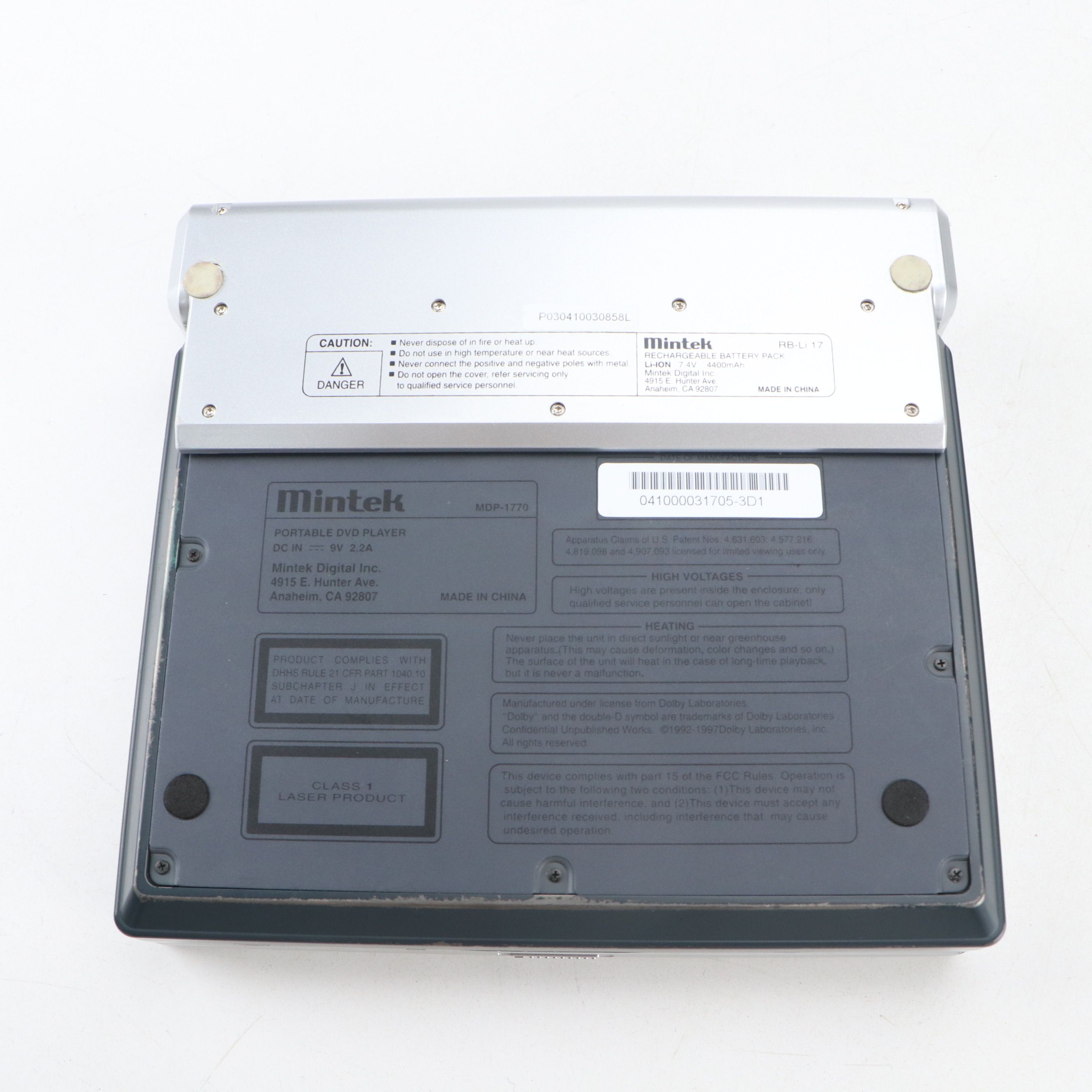 Mintek MDP-1770 7" Monitor Portable DVD Player with Bose Headphones