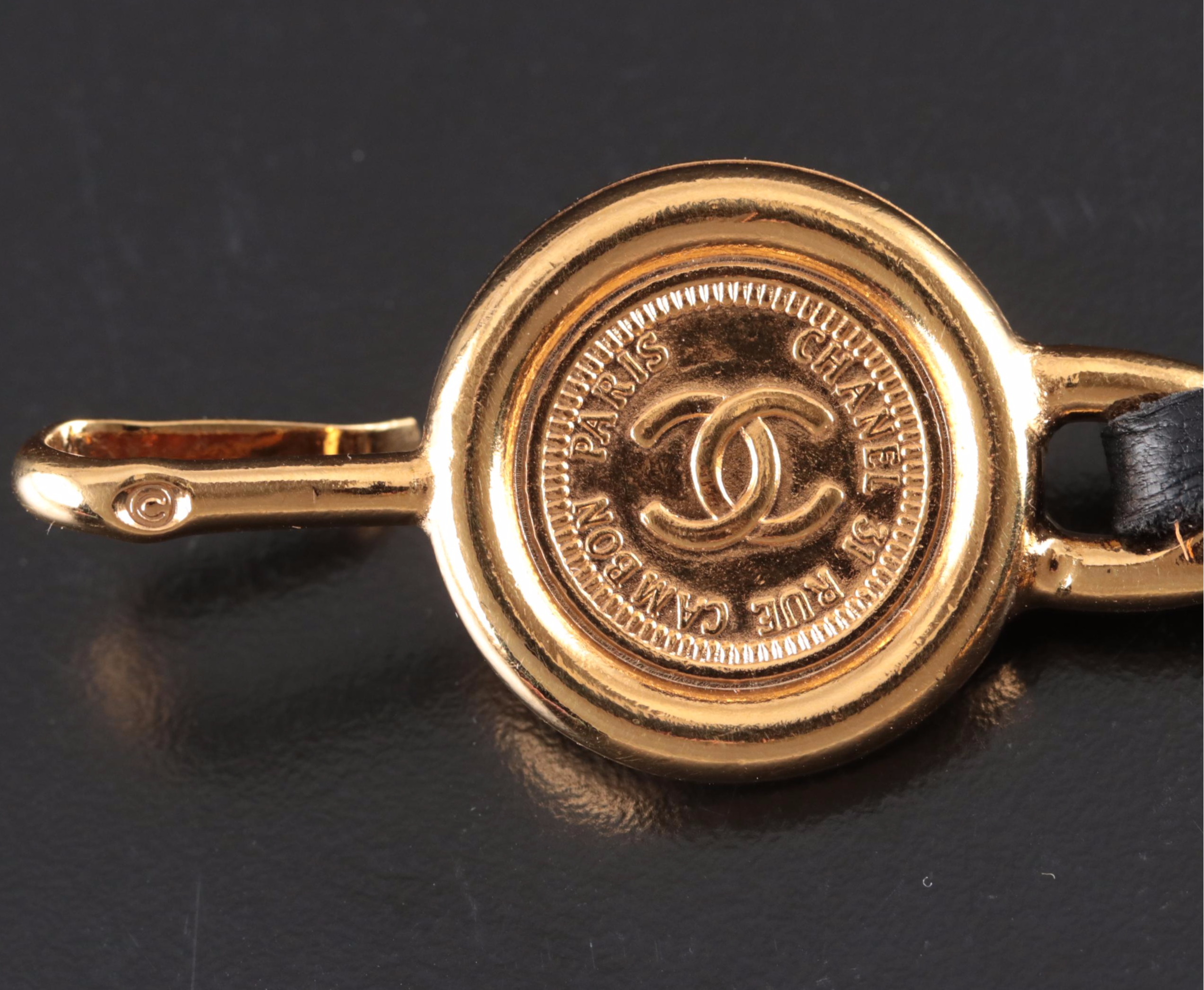 Chanel Medallion Logo Leather/Chain Belt